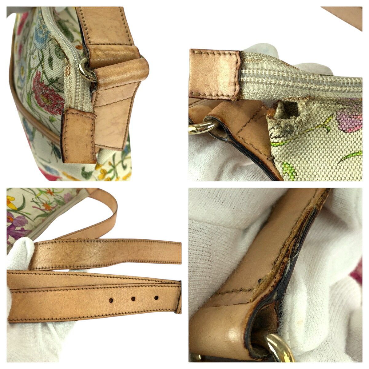 Gucci Gucci Gucci Flora Canvas/Leather Shoulder Bag Textile Shoulder Bag 145857 DUTY FREE for USA Size ONE SIZE - 5 Thumbnail