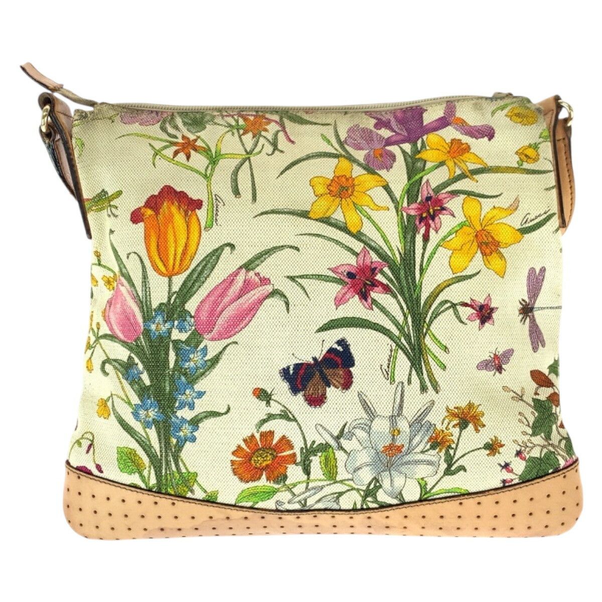 Gucci Gucci Gucci Flora Canvas/Leather Shoulder Bag Textile Shoulder Bag 145857 DUTY FREE for USA Size ONE SIZE - 2 Thumbnail