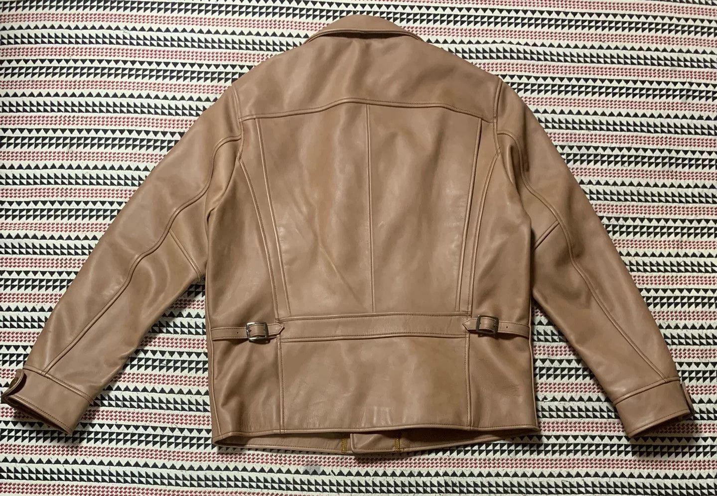 Polo Ralph Lauren beige leather motorcycle jacket by POLO Size US L / EU 52-54 / 3 - 2 Thumbnail