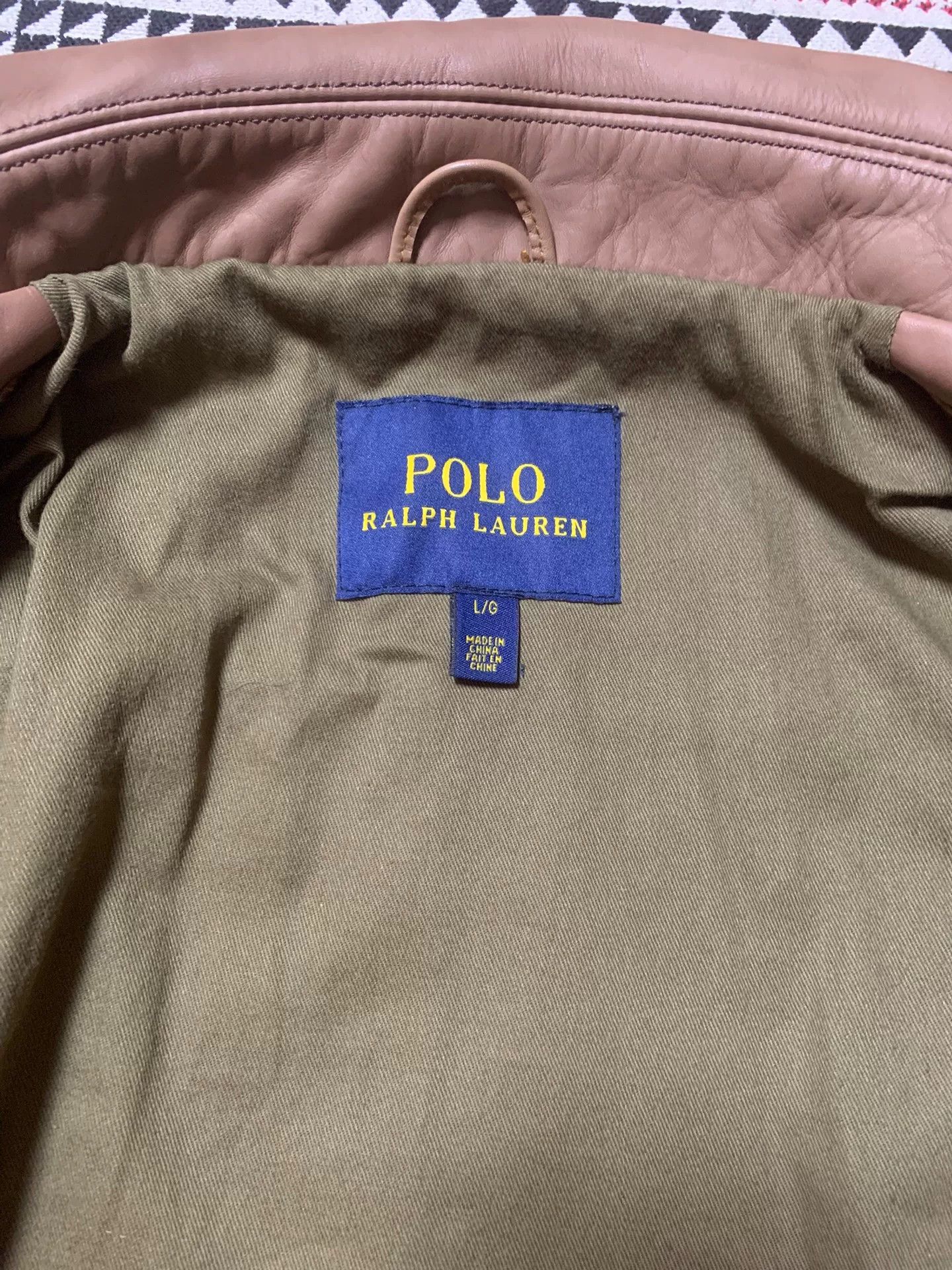 Polo Ralph Lauren beige leather motorcycle jacket by POLO Size US L / EU 52-54 / 3 - 4 Thumbnail