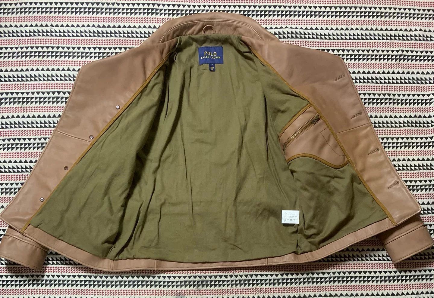 Polo Ralph Lauren beige leather motorcycle jacket by POLO Size US L / EU 52-54 / 3 - 3 Thumbnail