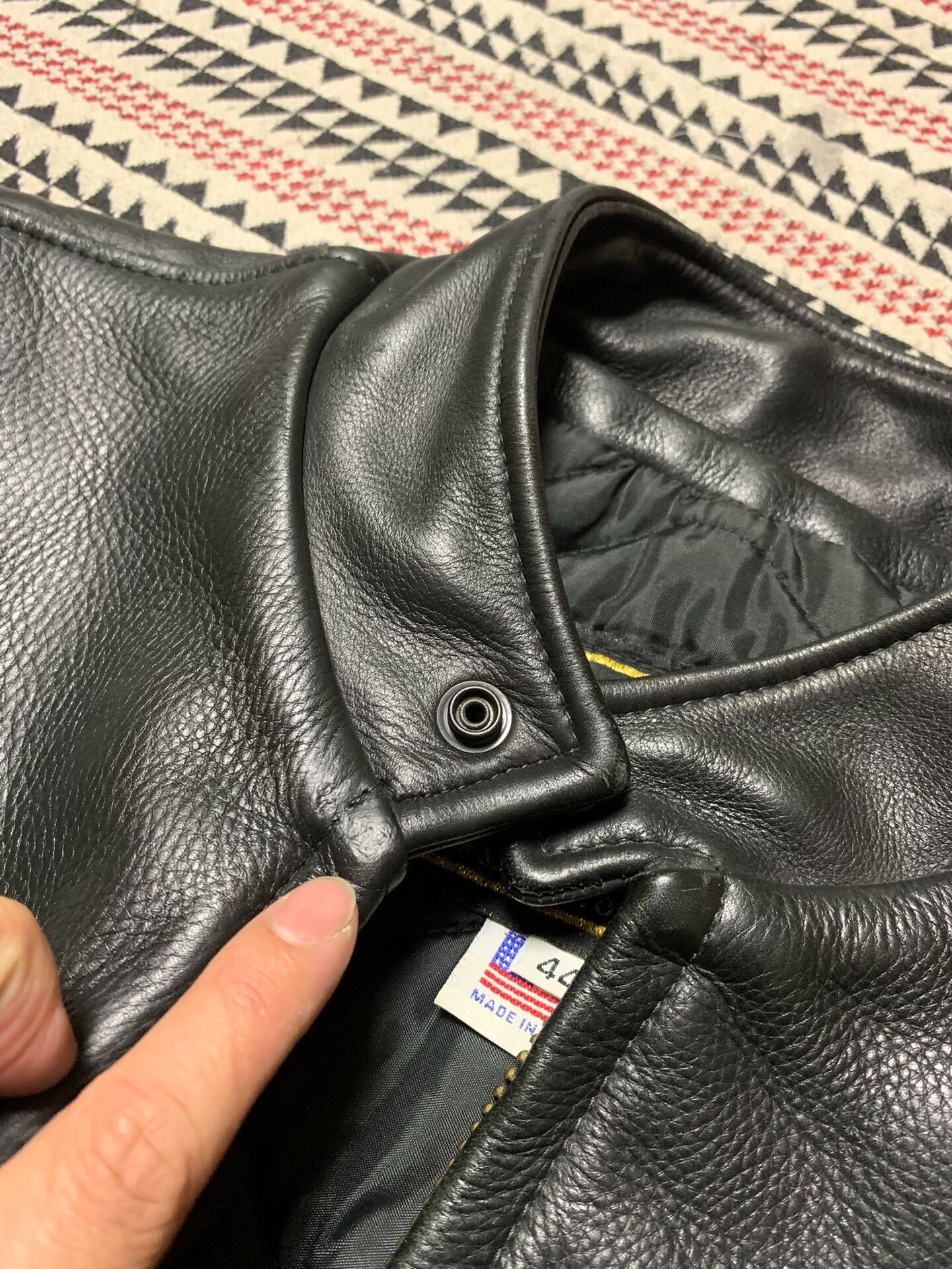Vintage black leather jacket by U.S.MADE CO. Size US L / EU 52-54 / 3 - 9 Thumbnail