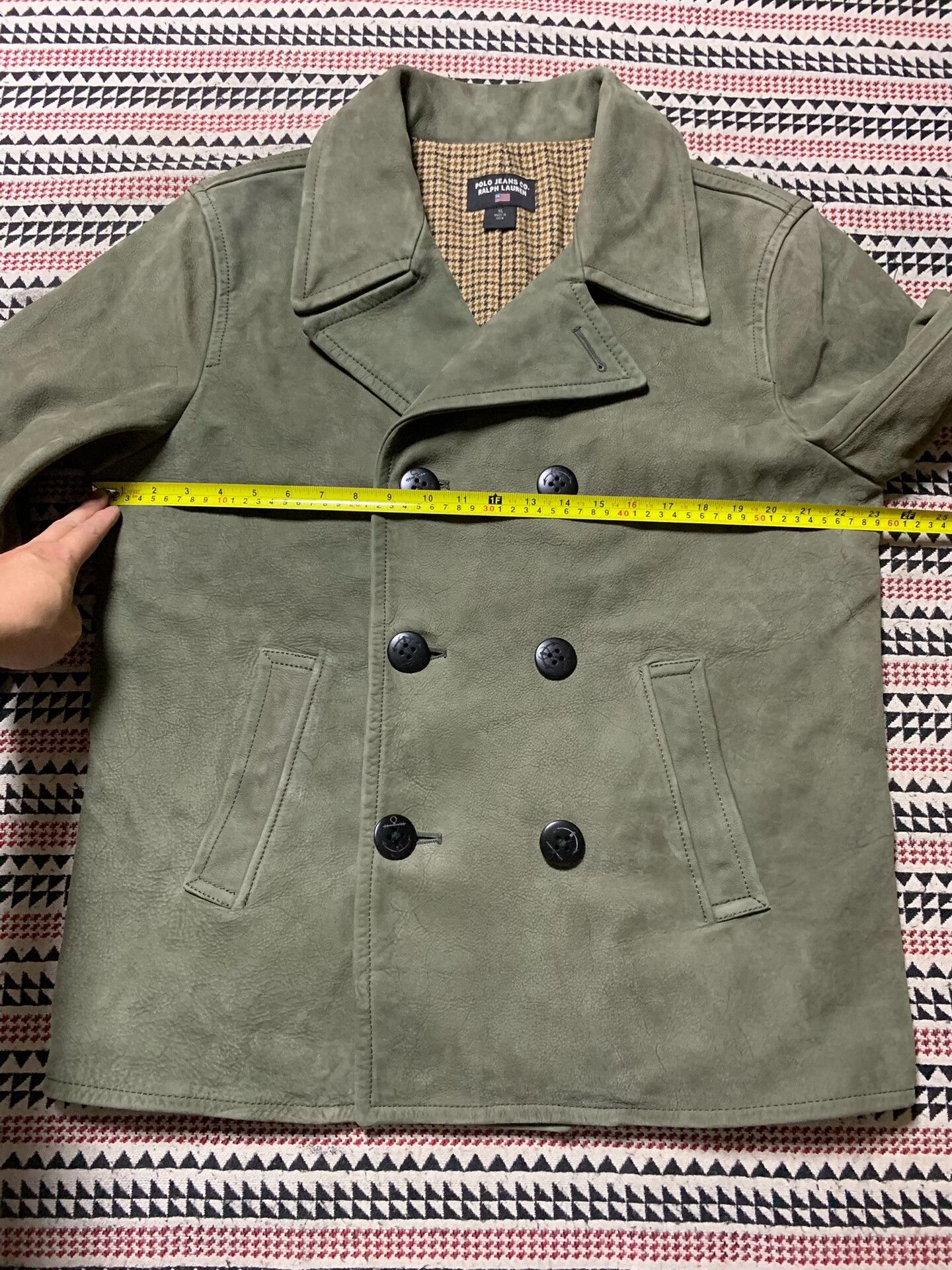 Vintage green peacoat jacket with wool lining Size US XL / EU 56 / 4 - 8 Thumbnail