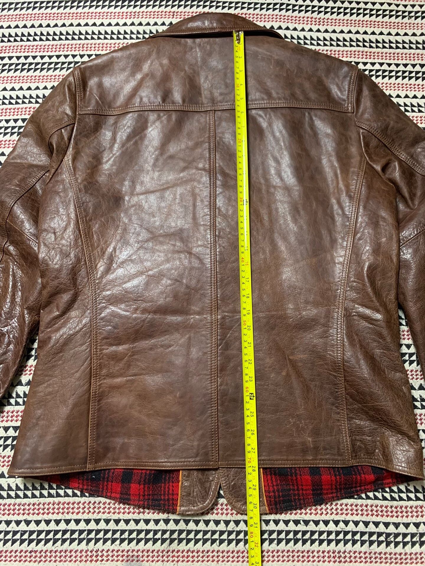 Polo Ralph Lauren brown leather POLO jacket with plaid lining Size US L / EU 52-54 / 3 - 9 Thumbnail