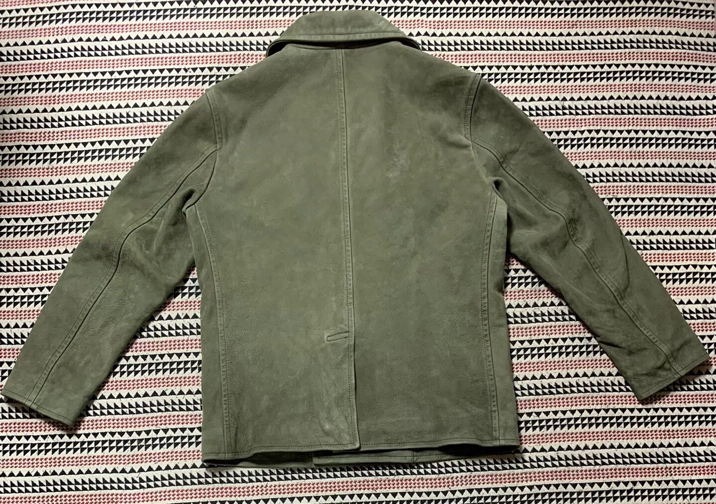 Vintage olive green leather double-breasted jacket Size US M / EU 48-50 / 2 - 2 Thumbnail