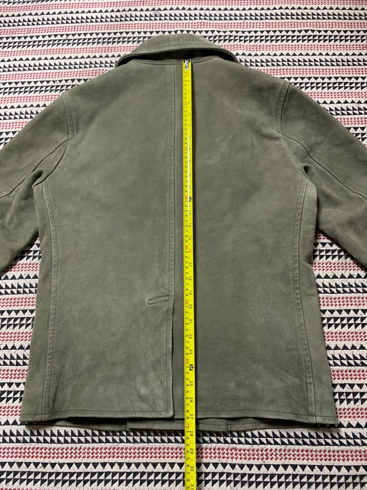 Vintage olive green leather double-breasted jacket Size US M / EU 48-50 / 2 - 8 Thumbnail