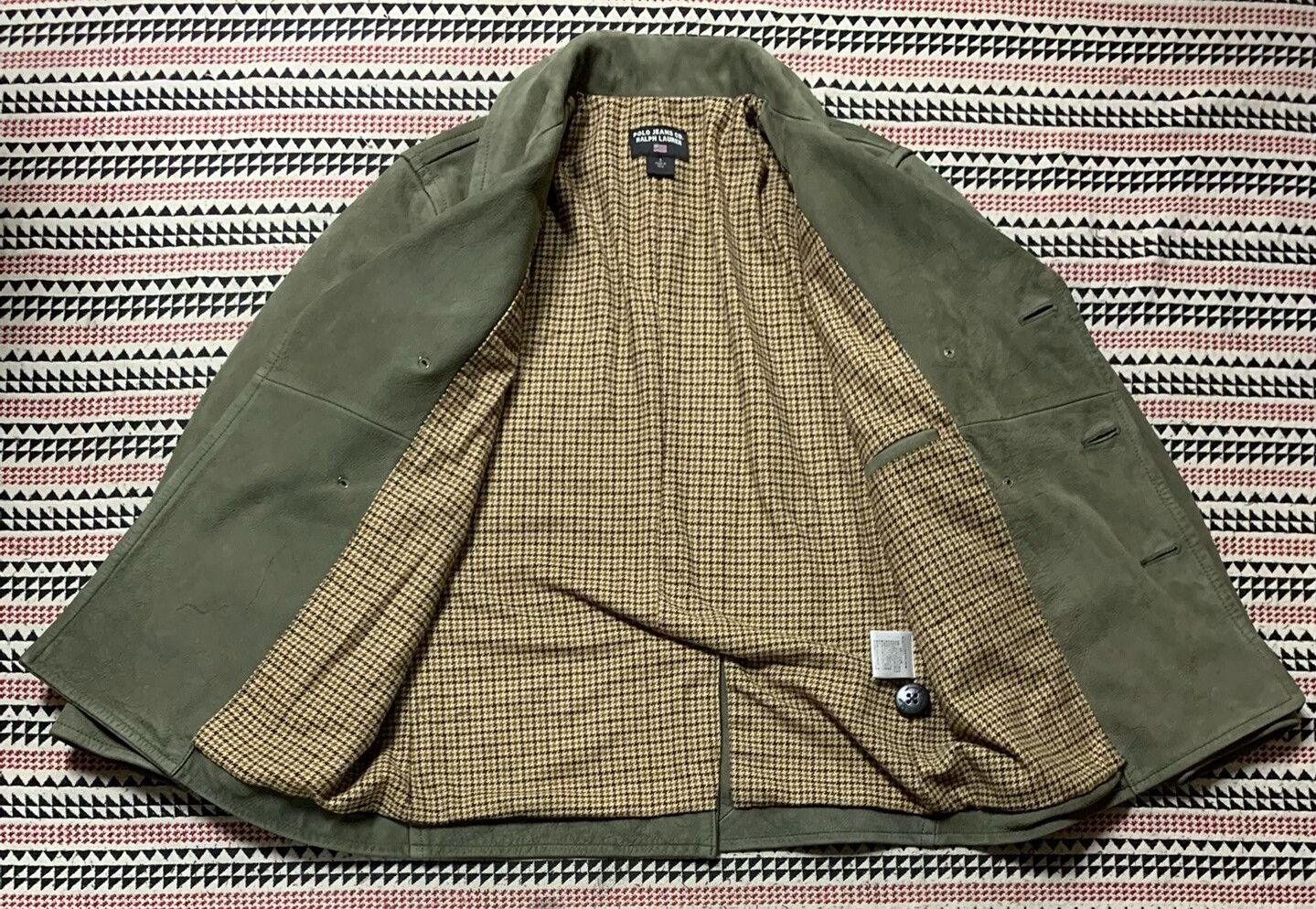Vintage olive green leather double-breasted jacket Size US M / EU 48-50 / 2 - 3 Thumbnail