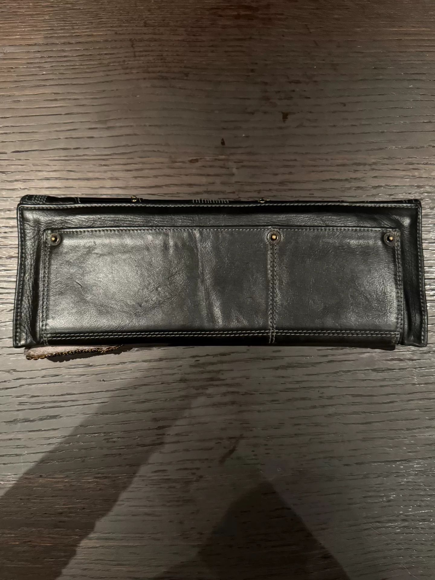 Vintage stylish black leather hand clutch bag Size ONE SIZE - 2 Thumbnail