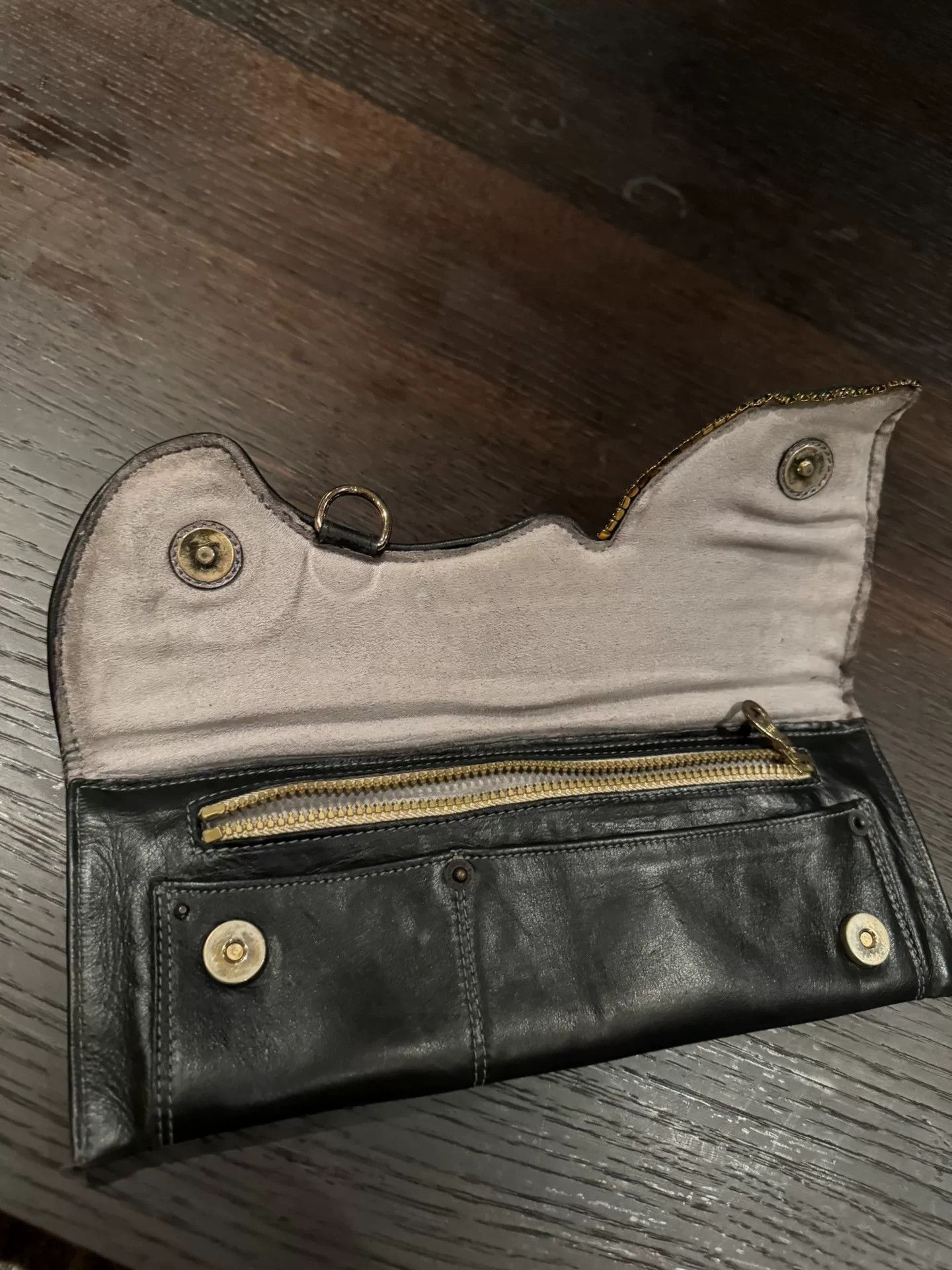 Vintage stylish black leather hand clutch bag Size ONE SIZE - 6 Thumbnail