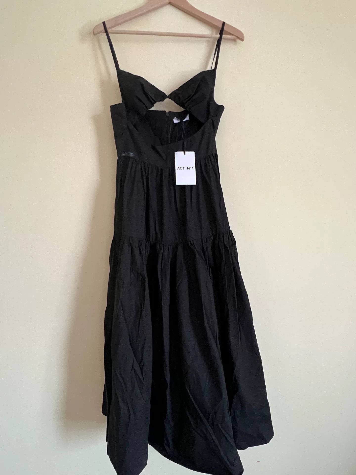 Japanese Brand Long Black Cotton Maxi Dress Size M / US 6-8 / IT 42-44 - 3 Thumbnail