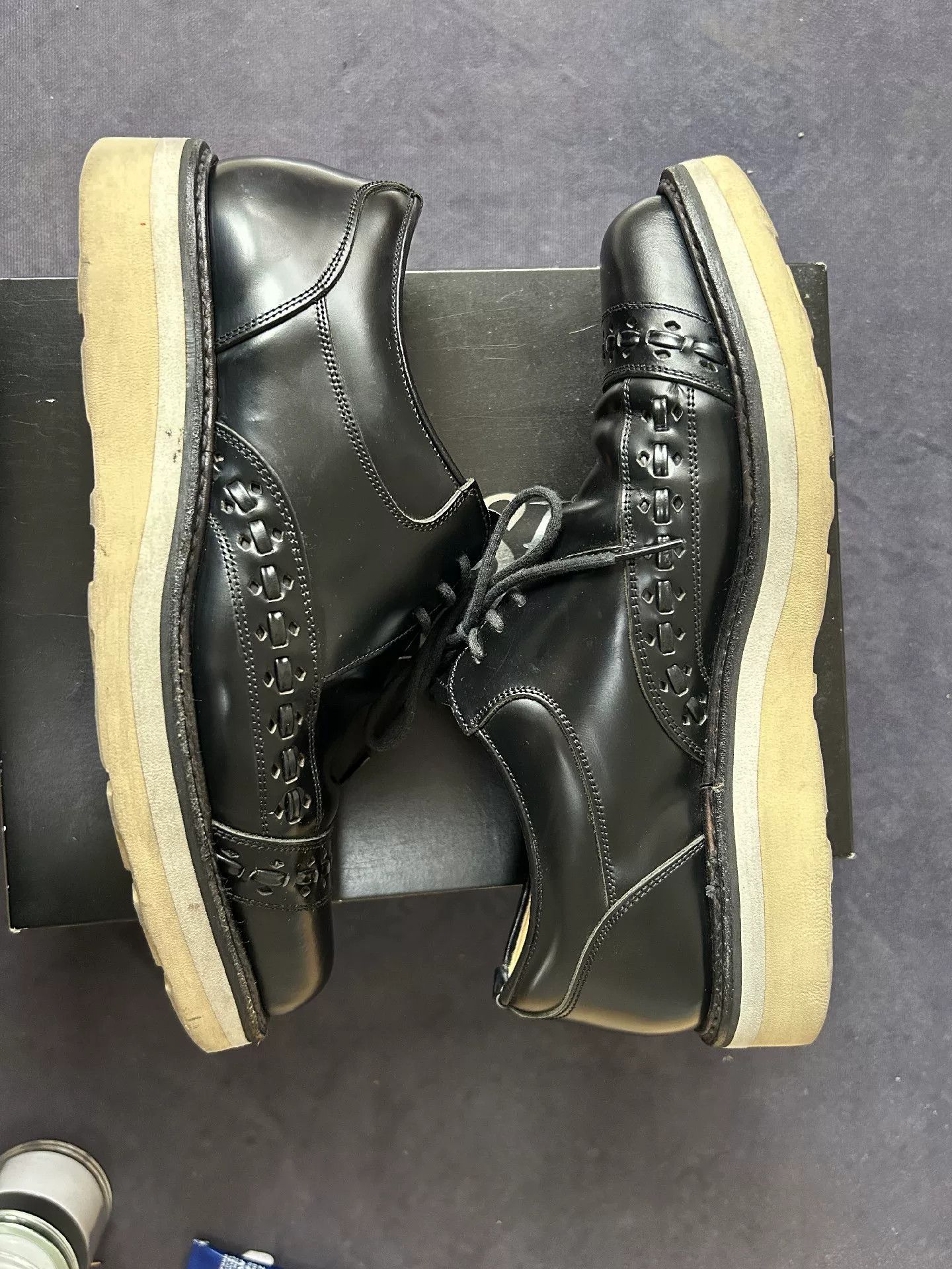 Japanese Brand Black Leather Dress Shoes with Brogue Detailing Size US 7 / EU 40 - 3 Thumbnail