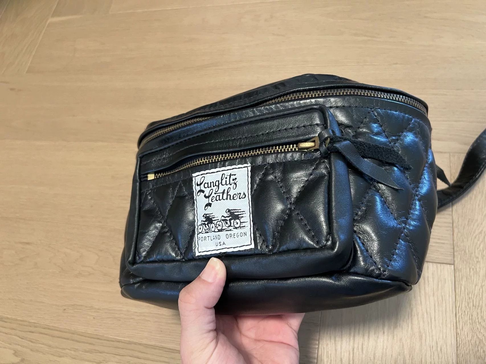 Japanese Brand Langlitz Waist Bag in Black Leather Size ONE SIZE - 5 Thumbnail