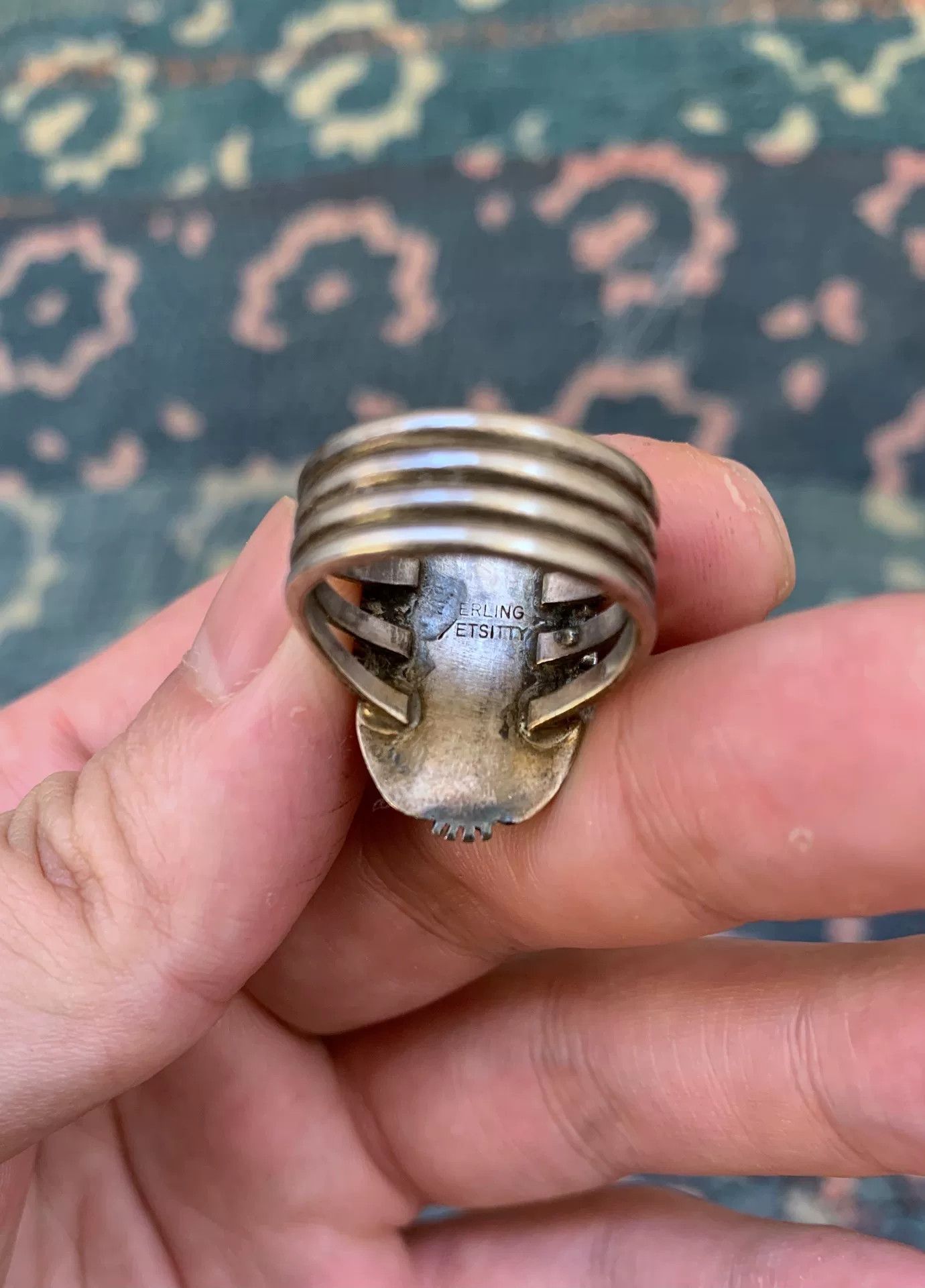 Japanese Brand Antique Navajo Silver Turquoise Ring Size ONE SIZE - 5 Thumbnail