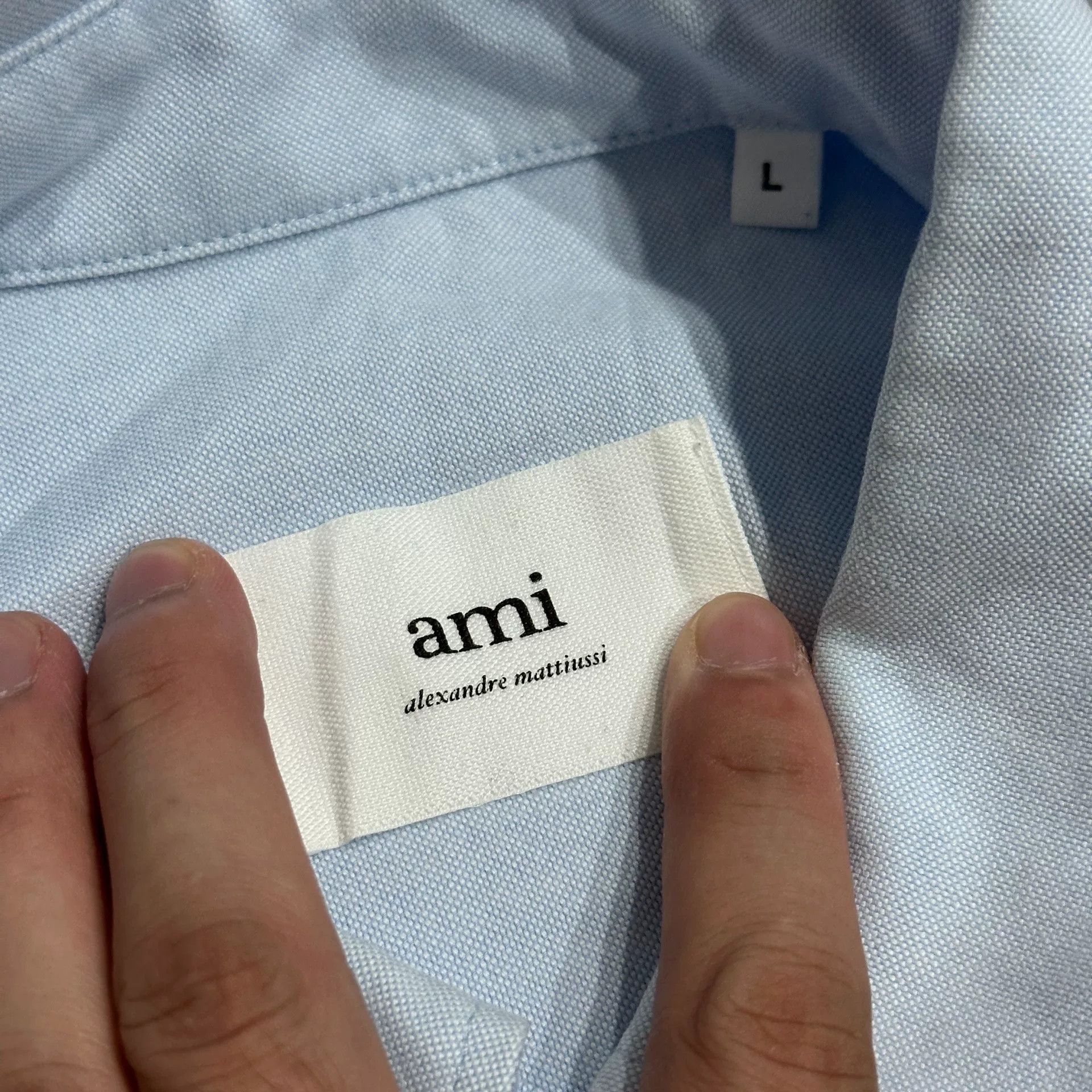 AMI Light Blue Heart Embroidered Oversized Shirt Size US L / EU 52-54 / 3 - 3 Thumbnail