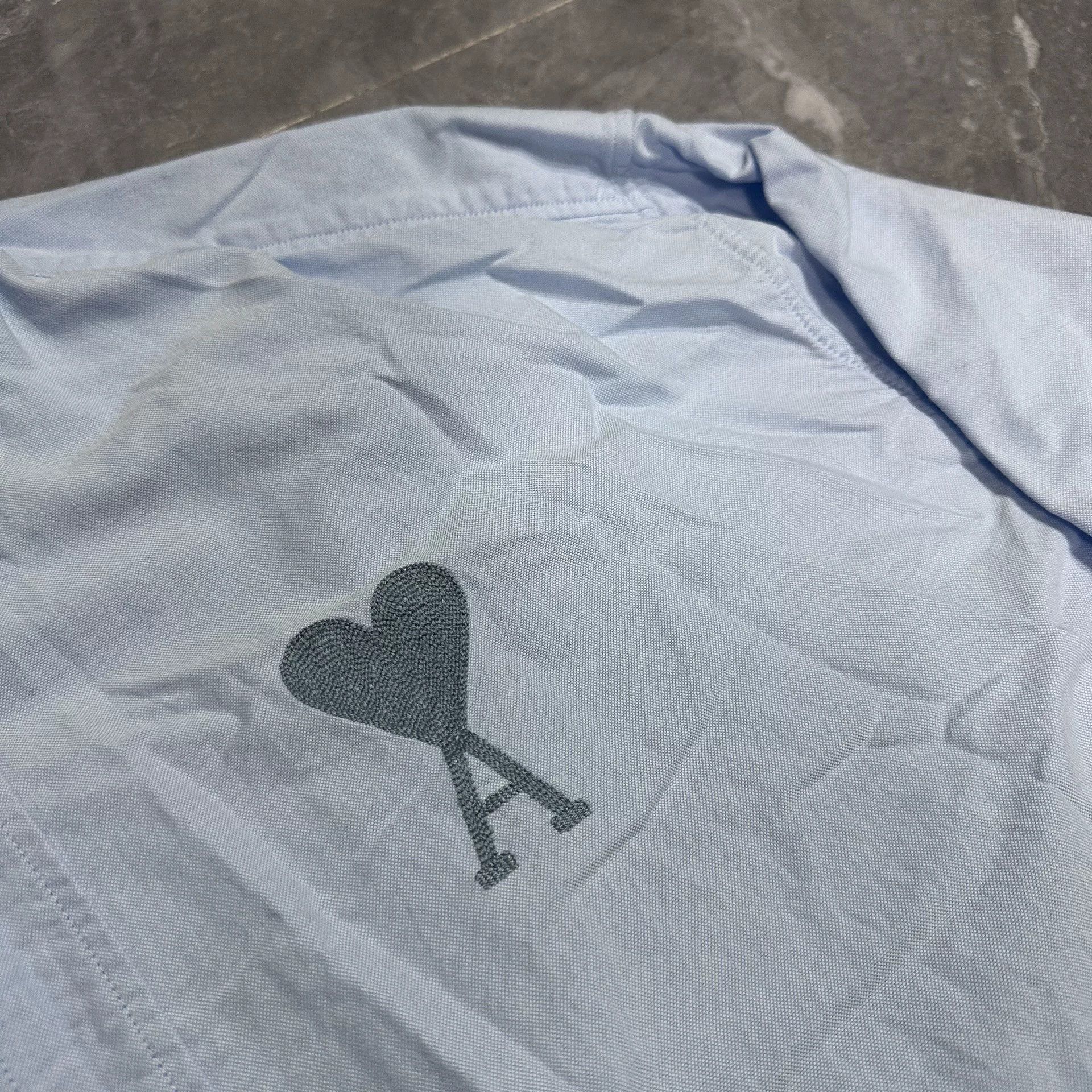 AMI Light Blue Heart Embroidered Oversized Shirt Size US L / EU 52-54 / 3 - 2 Thumbnail