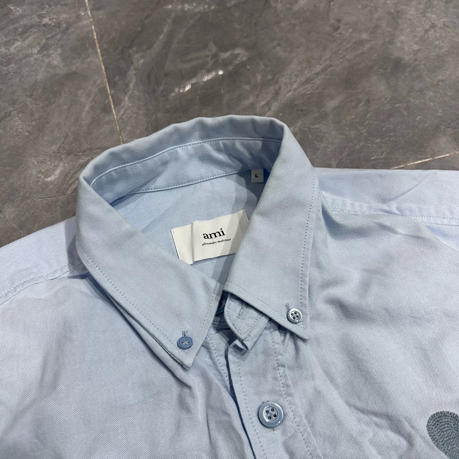 AMI Light Blue Heart Embroidered Oversized Shirt Size US L / EU 52-54 / 3 - 5 Thumbnail