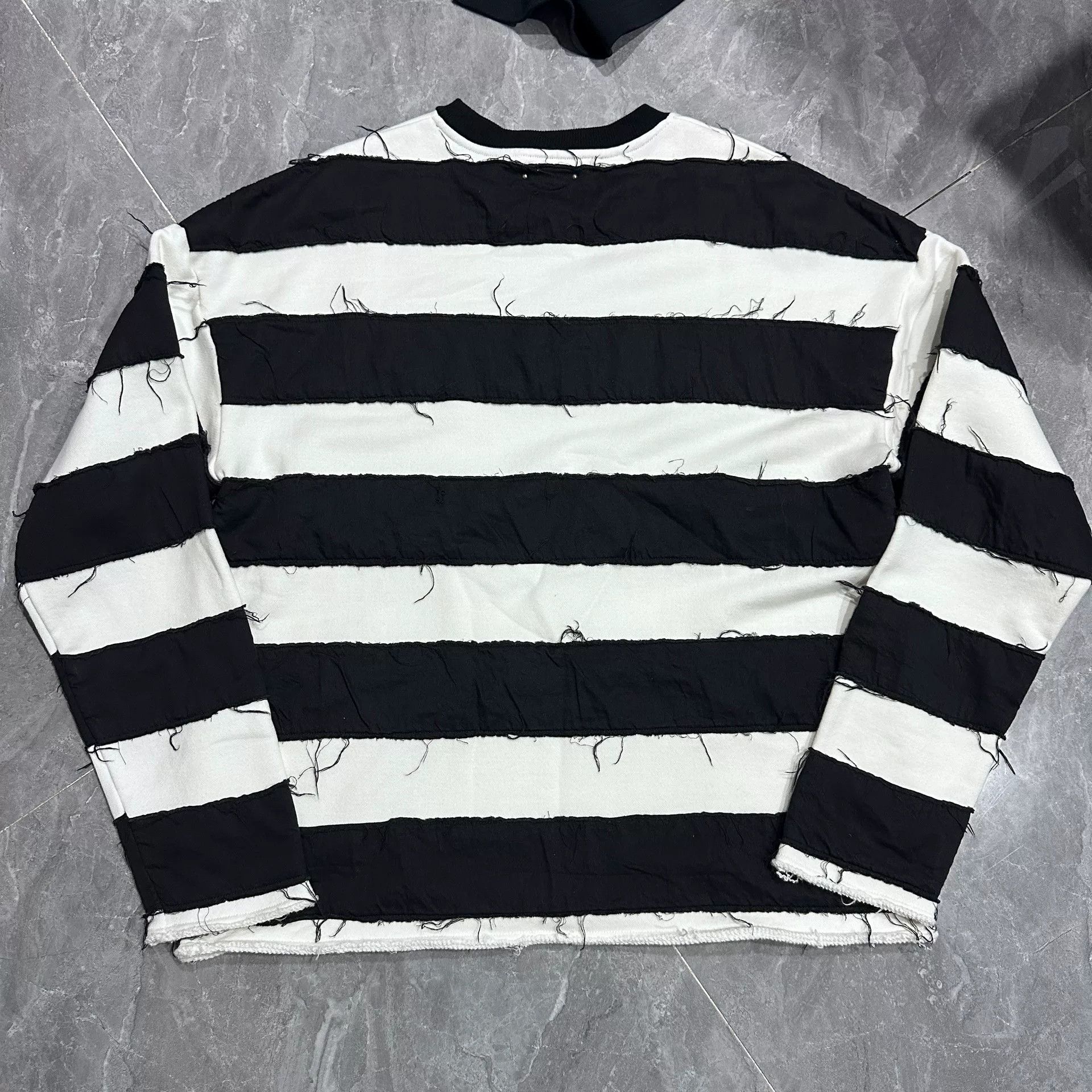 Vintage Minedenim Distressed Fringe Black White Hoodie Size US M / EU 48-50 / 2 - 2 Thumbnail