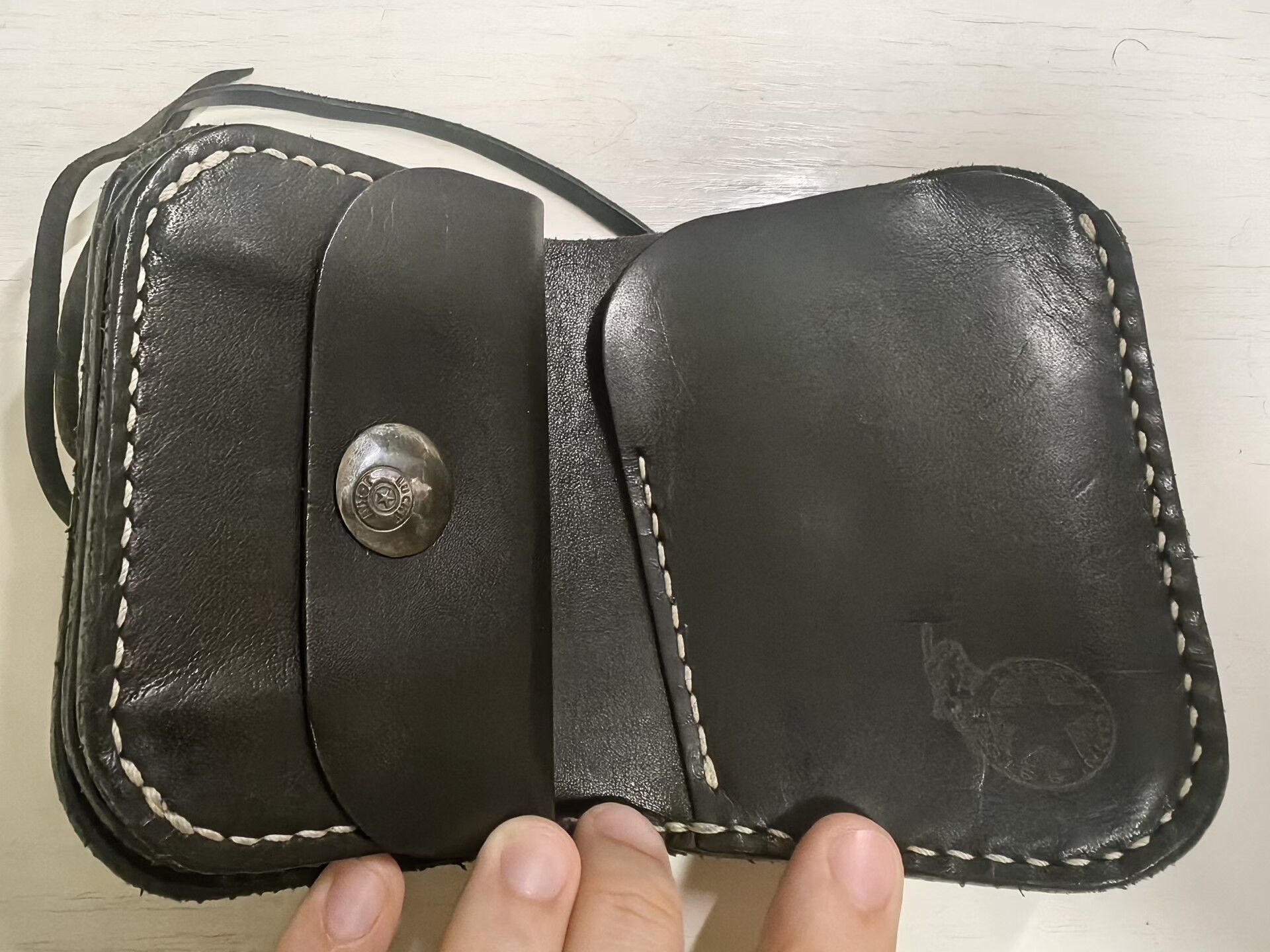 Vintage Vintage Handmade Leather Wallet with Silver Buckle Size ONE SIZE - 2 Thumbnail