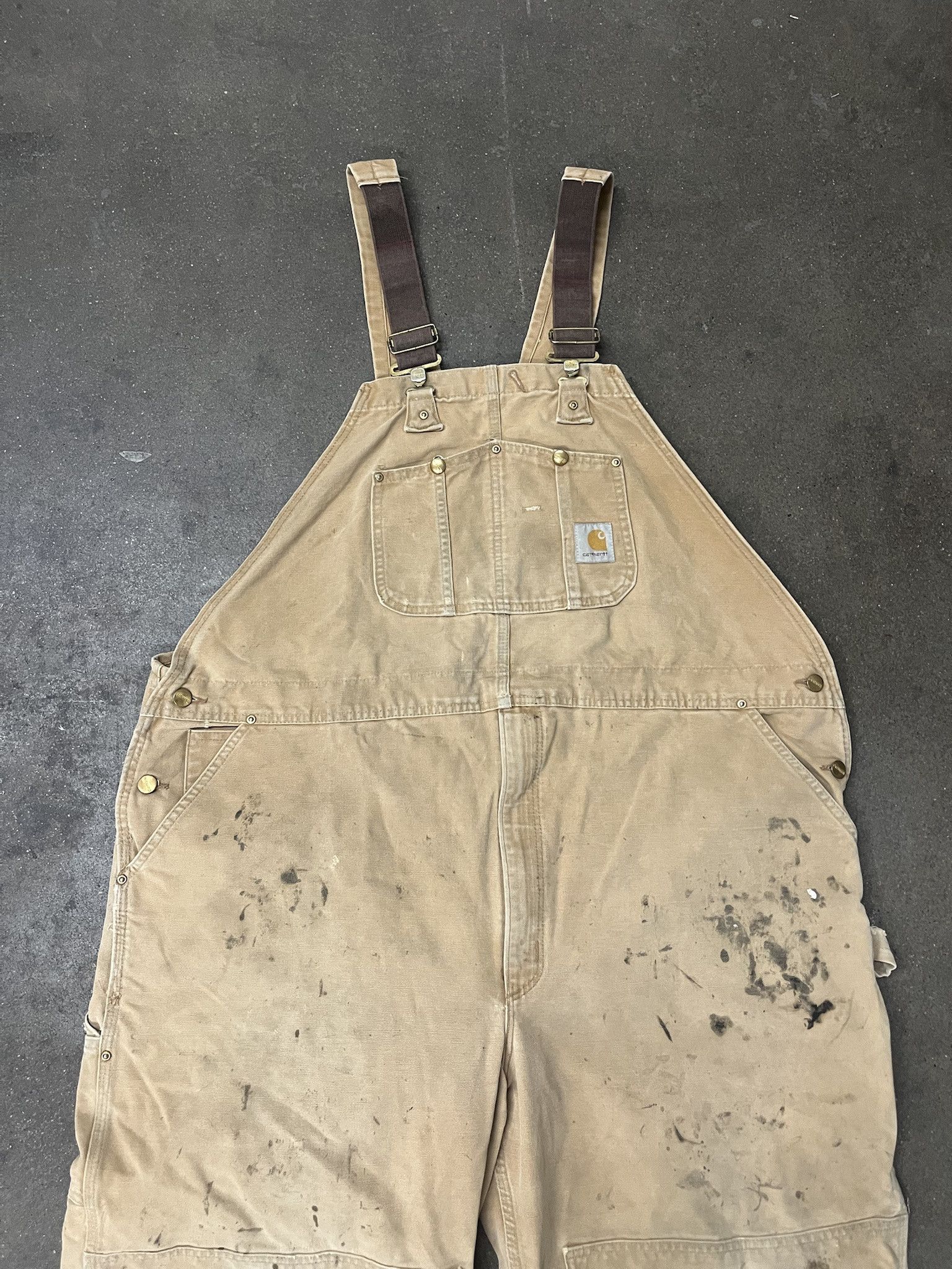 Carhartt × Vintage Vintage 1990s Carhartt Distressed Tan Double Knee Overalls Size XXL Size US XXL / EU 58 / 5 - 2 Thumbnail