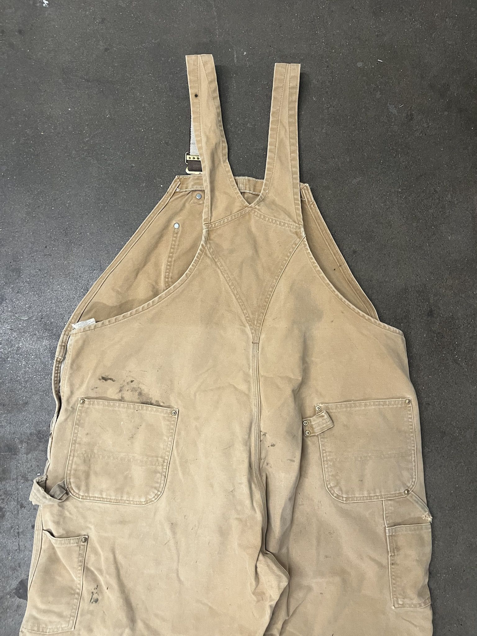 Carhartt × Vintage Vintage 1990s Carhartt Distressed Tan Double Knee Overalls Size XXL Size US XXL / EU 58 / 5 - 6 Thumbnail