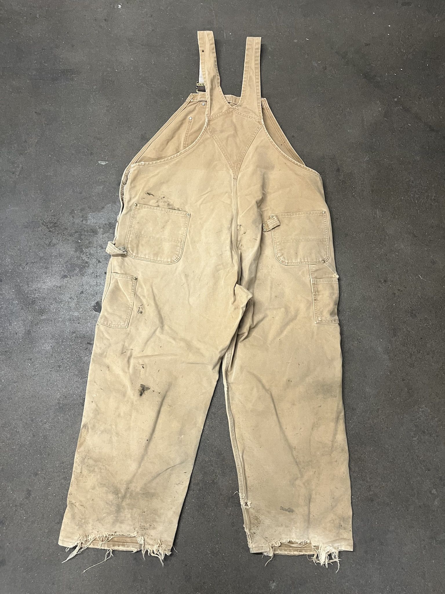 Carhartt × Vintage Vintage 1990s Carhartt Distressed Tan Double Knee Overalls Size XXL Size US XXL / EU 58 / 5 - 5 Thumbnail