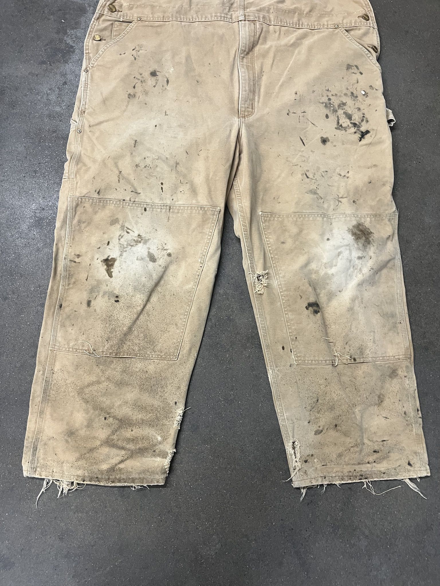 Carhartt × Vintage Vintage 1990s Carhartt Distressed Tan Double Knee Overalls Size XXL Size US XXL / EU 58 / 5 - 3 Thumbnail
