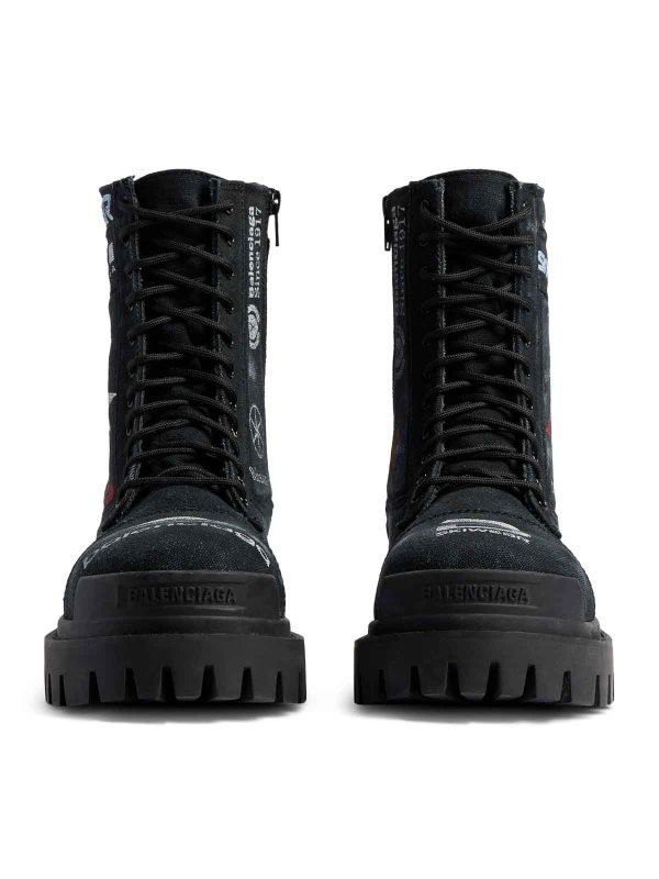 Balenciaga Men`S Strike 20Mm Patch Combat Boots In Black Size US 9 / EU 42 - 3 Thumbnail