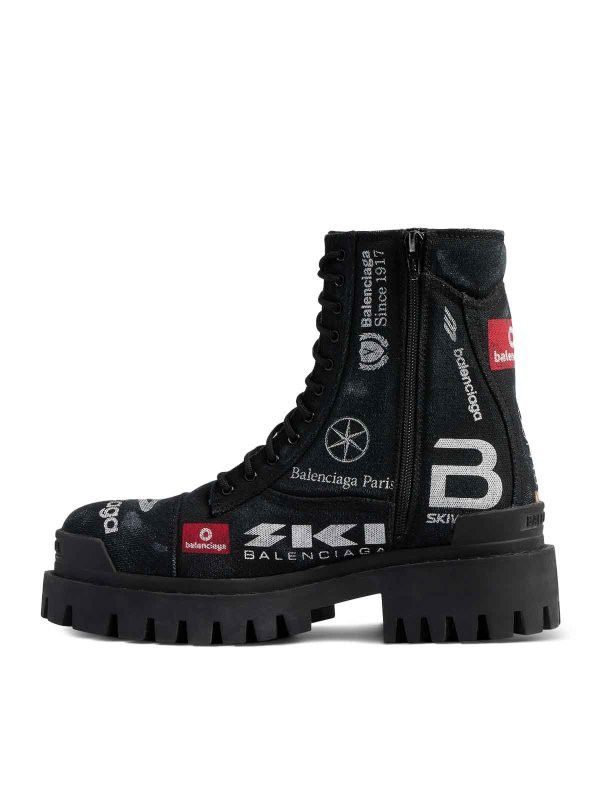 Balenciaga Men`S Strike 20Mm Patch Combat Boots In Black Size US 11 / EU 44 - 4 Thumbnail