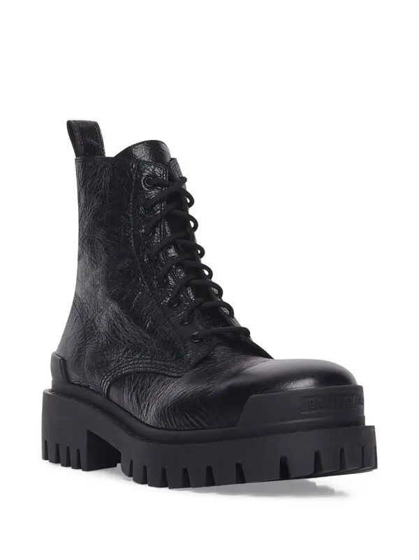 Balenciaga Strike Lace-Up Leather Boots Wrinkled Size US 11 / IT 41 - 2 Thumbnail