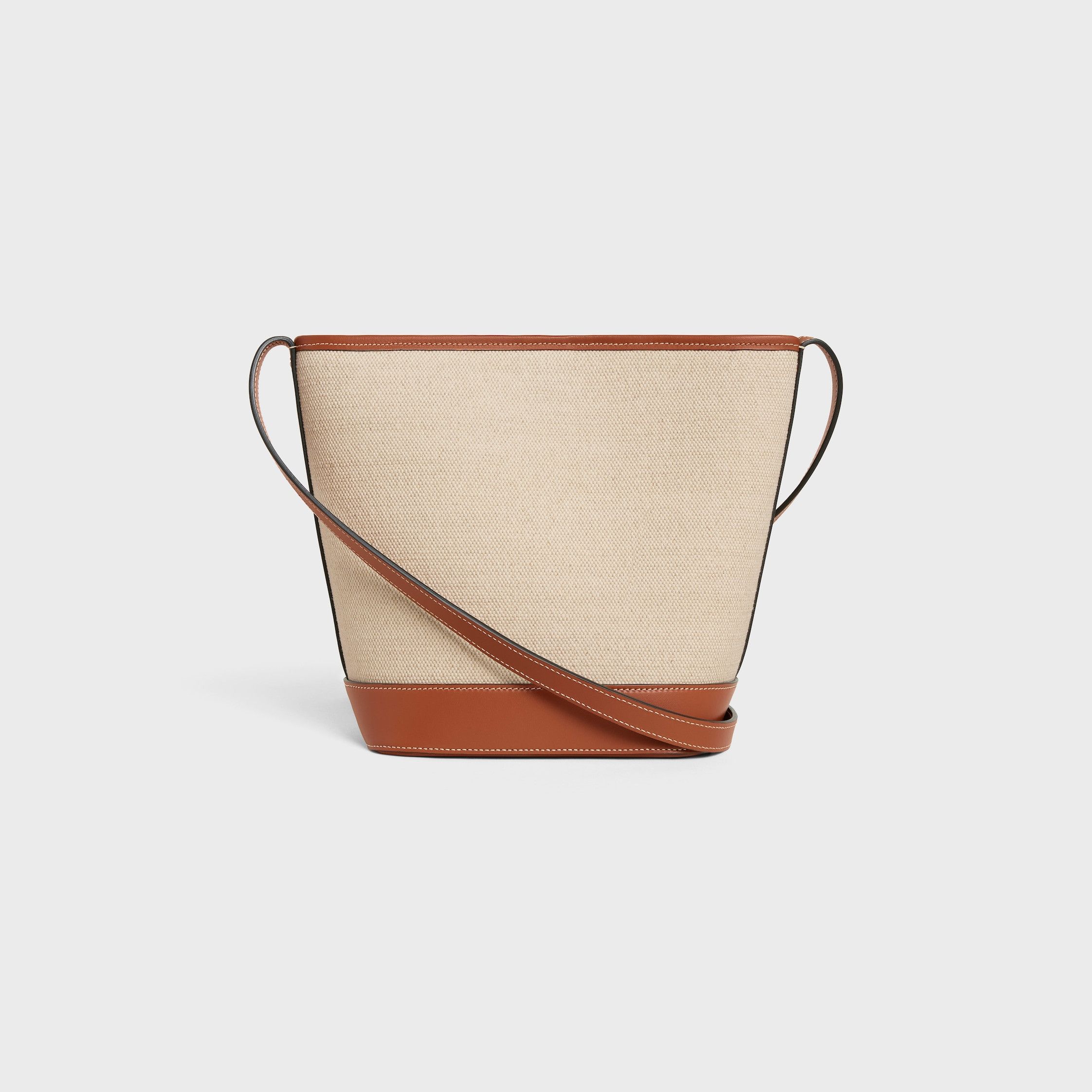 Celine SMALL BUCKET CUIR TRIOMPHE IN TEXTILE AND CALFSKIN NATURAL/TAN Size ONE SIZE - 3 Thumbnail