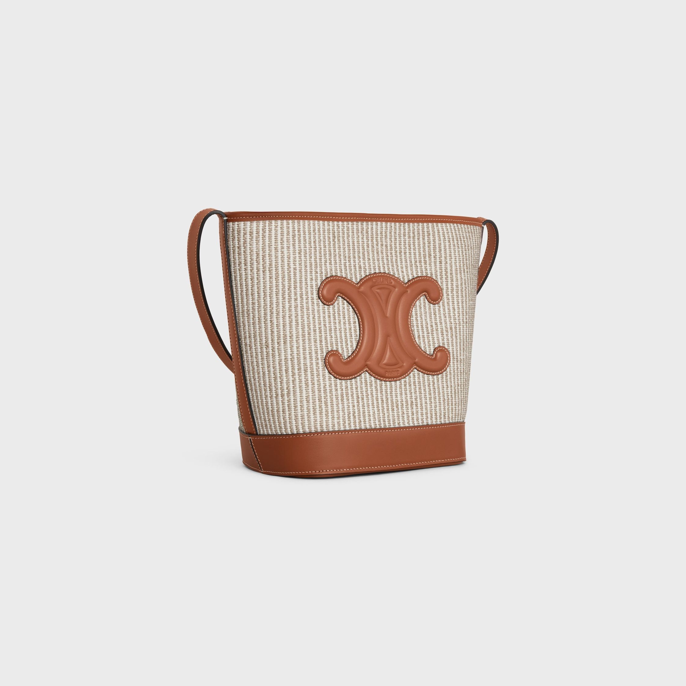 Celine SMALL BUCKET CUIR TRIOMPHE IN STRIPED TEXTILE AND CALFSKIN BEIGE Size ONE SIZE - 2 Thumbnail
