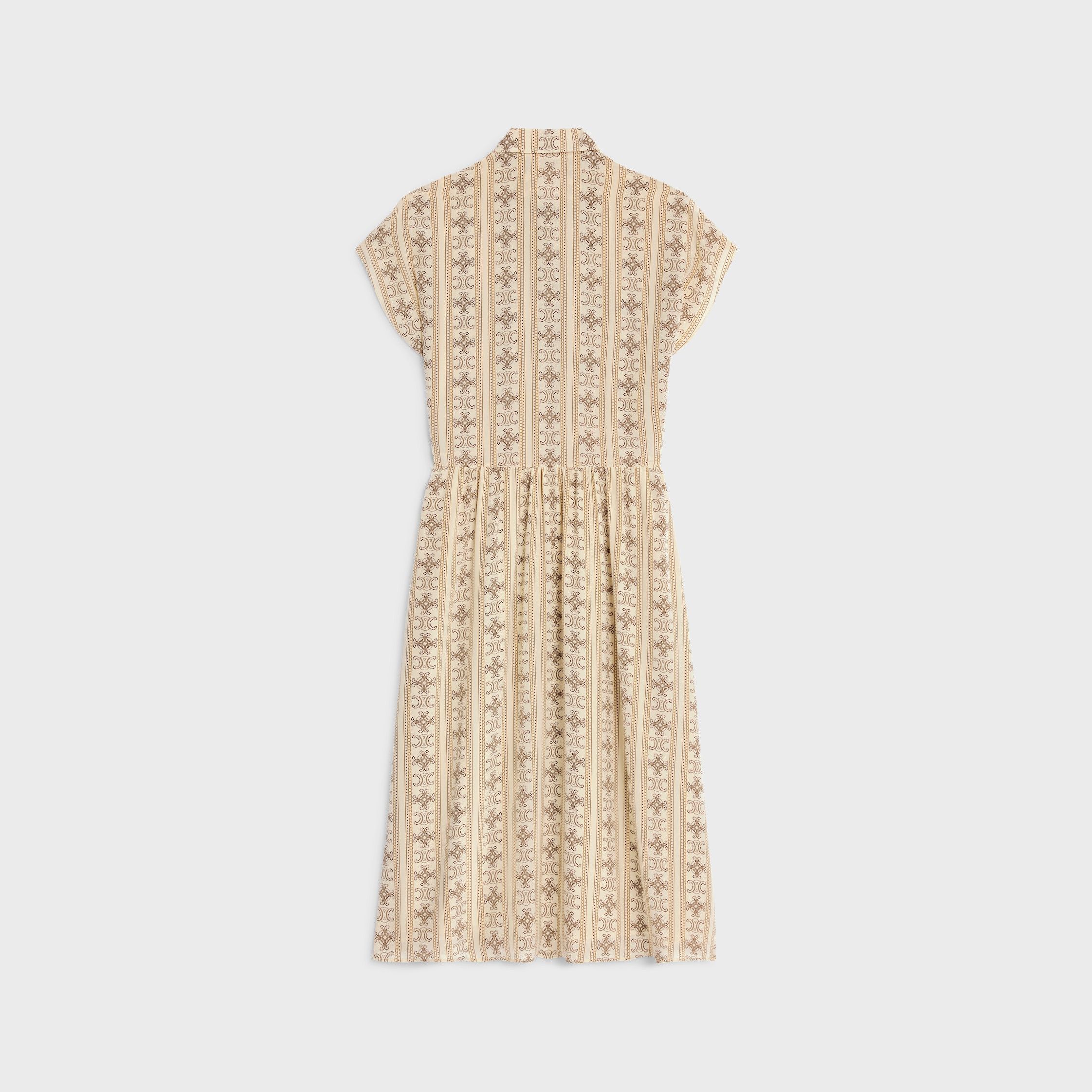 Celine WORKWEAR DRESS IN CRÊPE DE CHINE IVOIRE/TOFFEE/MARRON GLACÉ Size XL / US 12-14 / IT 48-50 - 2 Thumbnail