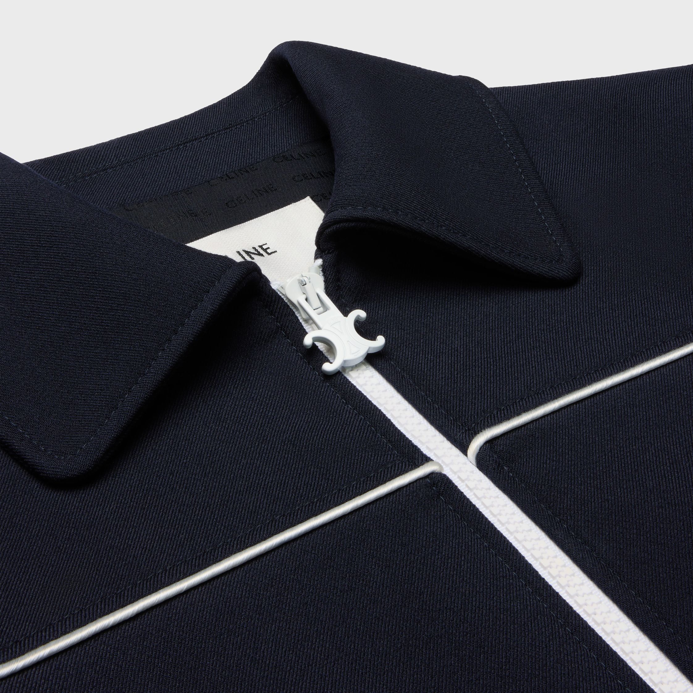 Celine CHELSEA BLOUSON JACKET IN GAUFFERED DOUBLE WOOL NAVY Size S / US 4 / IT 40 - 3 Thumbnail