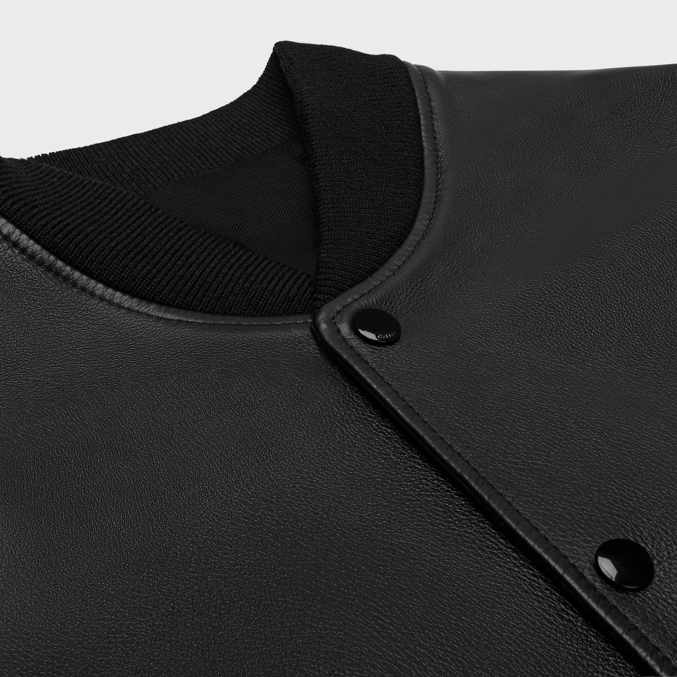 Celine CELINE PARIS TEDDY JACKET IN BUFFALO LEATHER BLACK/CREAM Size L / US 10 / IT 46 - 3 Thumbnail