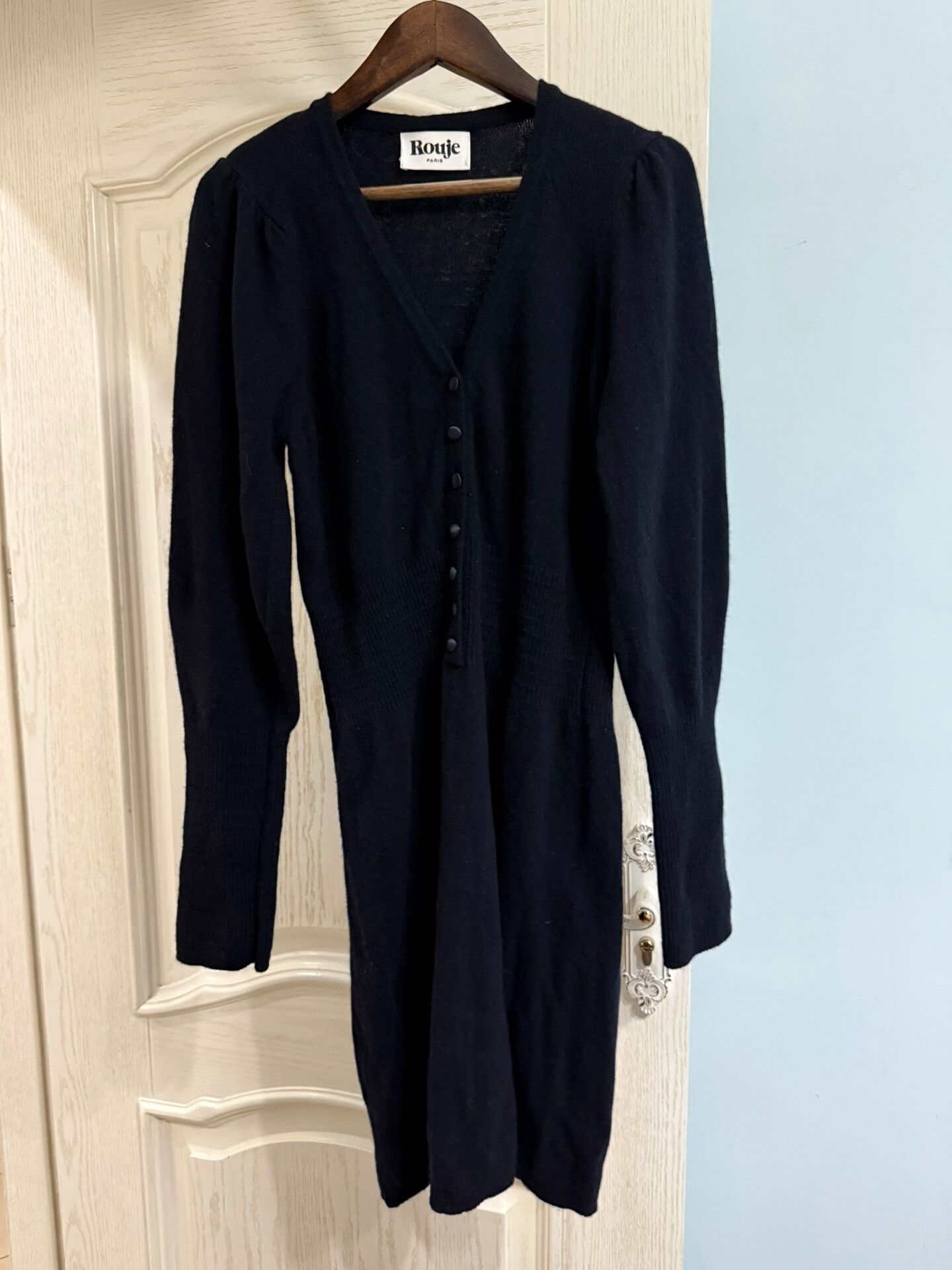 Rouje Knit Wool Dress in Dark Blue