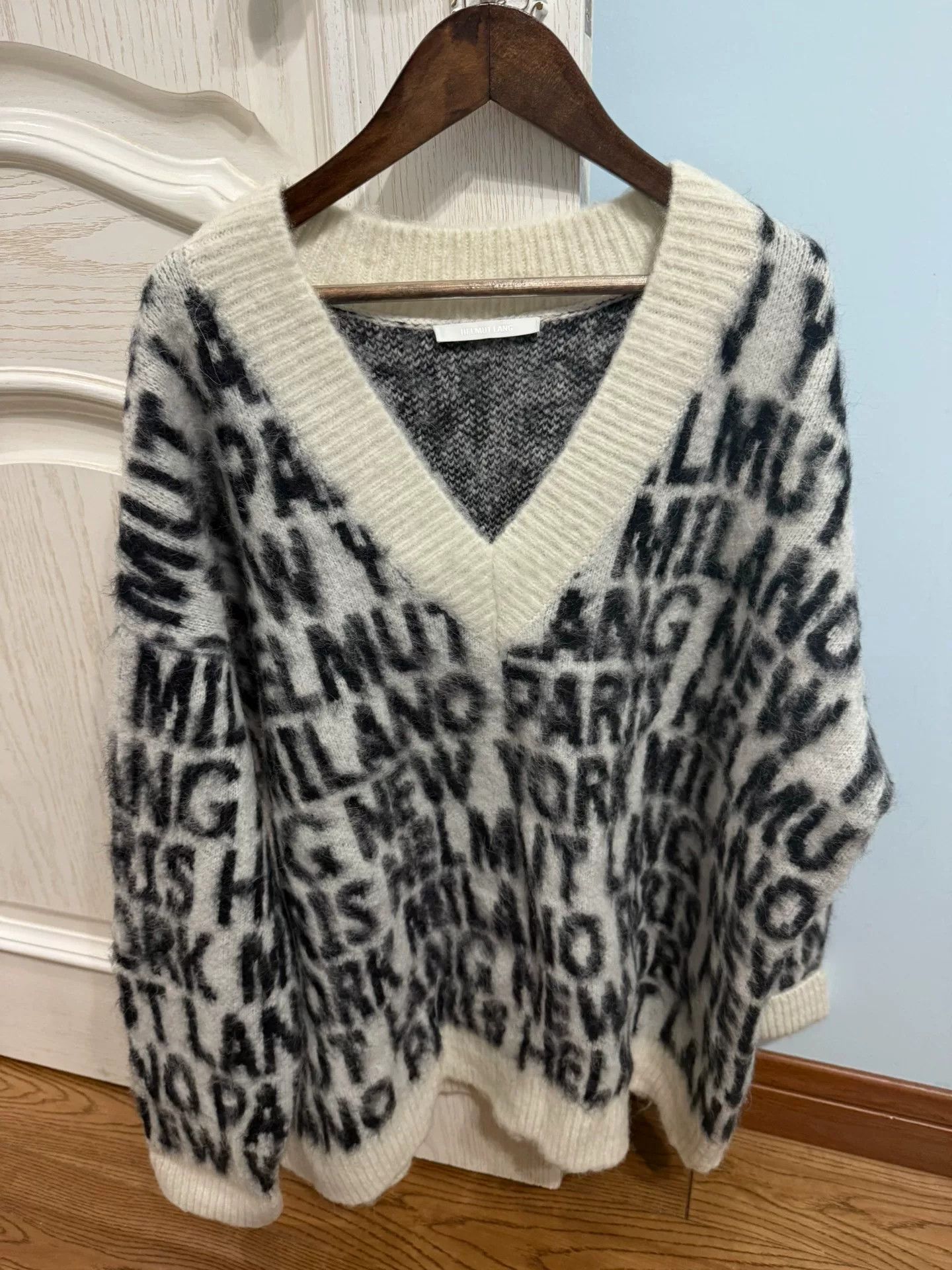Helmut Lang Helmut Lang Fuzzy Sweater in Black and White Size S / US 4 / IT 40 - 3 Thumbnail
