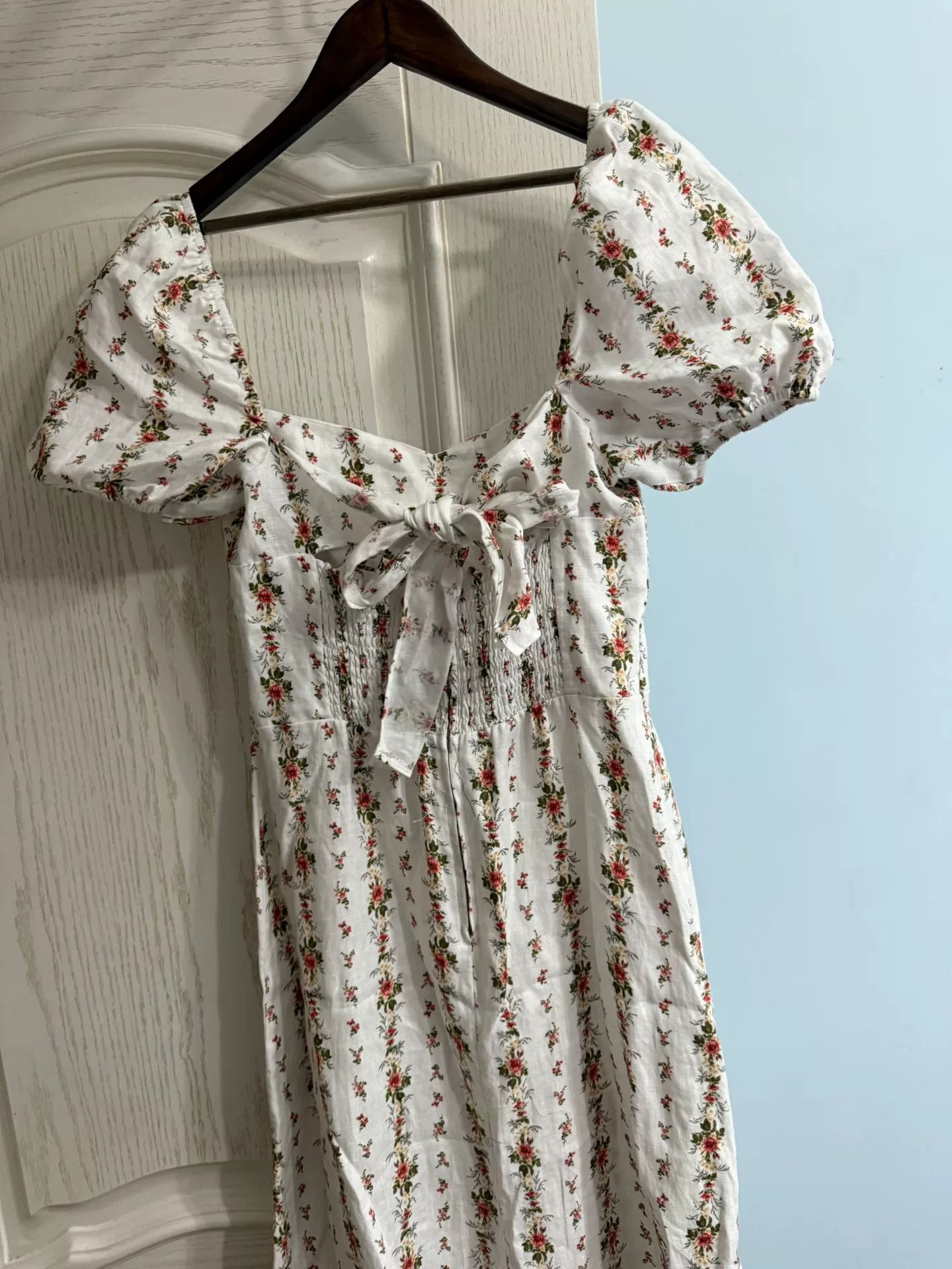 Reformation Floral Ruffled Linen Midi Dress Size M / US 6-8 / IT 42-44 - 3 Thumbnail