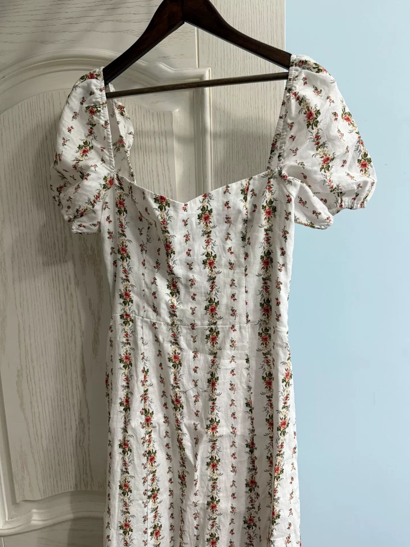 Reformation Floral Ruffled Linen Midi Dress Size M / US 6-8 / IT 42-44 - 2 Thumbnail