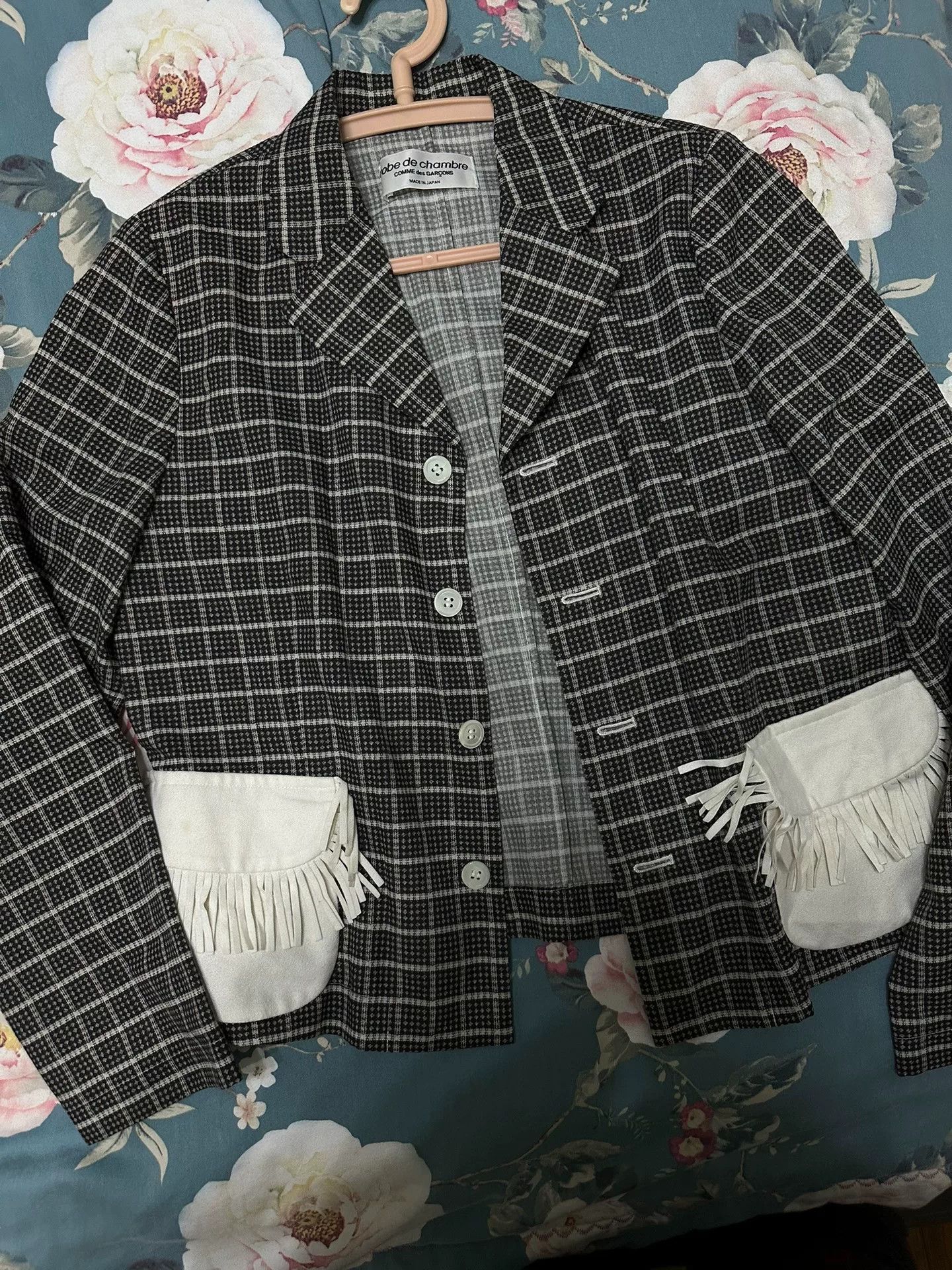 Comme des Garcons Comme des Garçons Checkered Fringed Blazer Size S / US 4 / IT 40 - 2 Thumbnail
