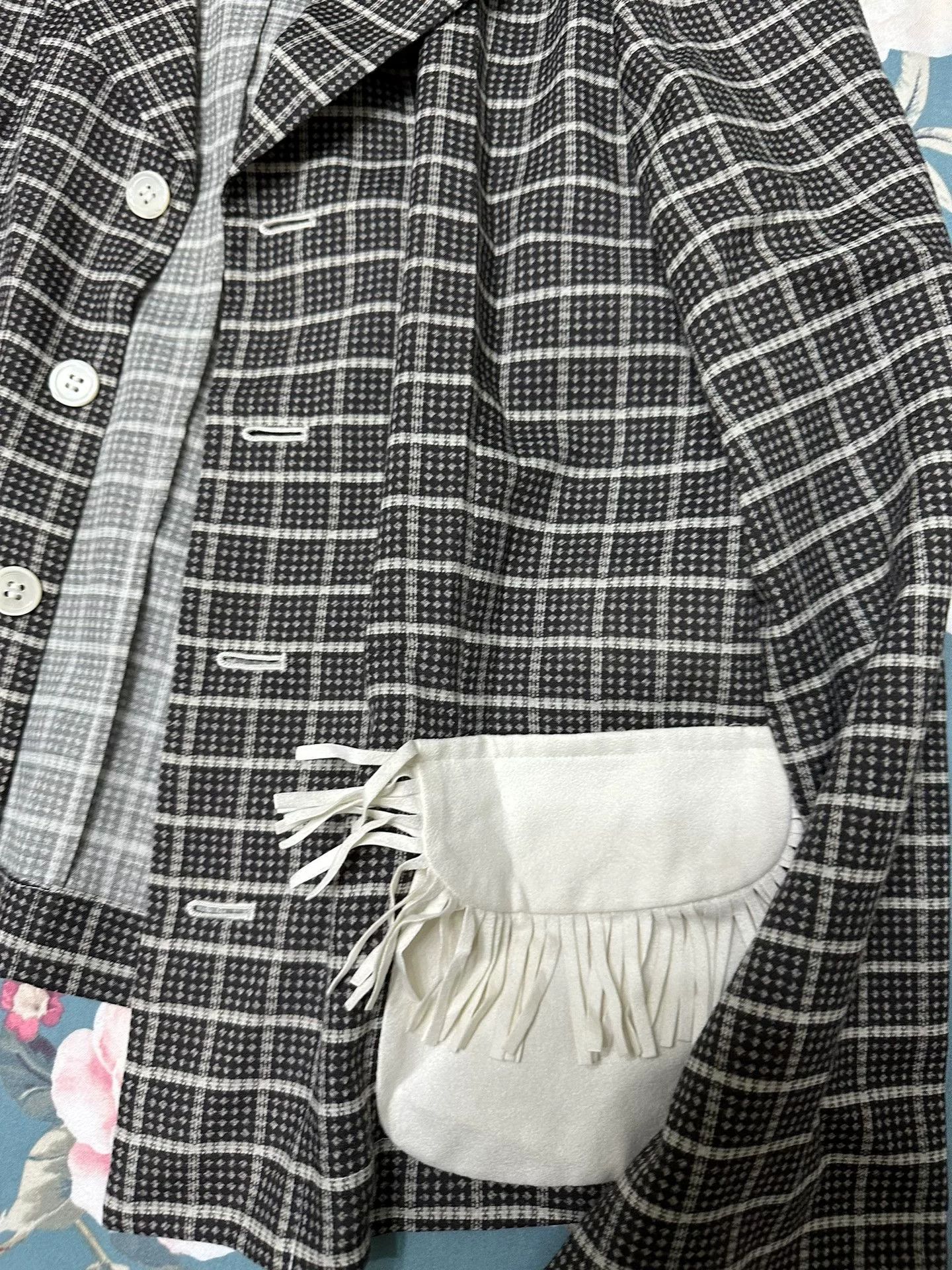 Comme des Garcons Comme des Garçons Checkered Fringed Blazer Size S / US 4 / IT 40 - 3 Thumbnail