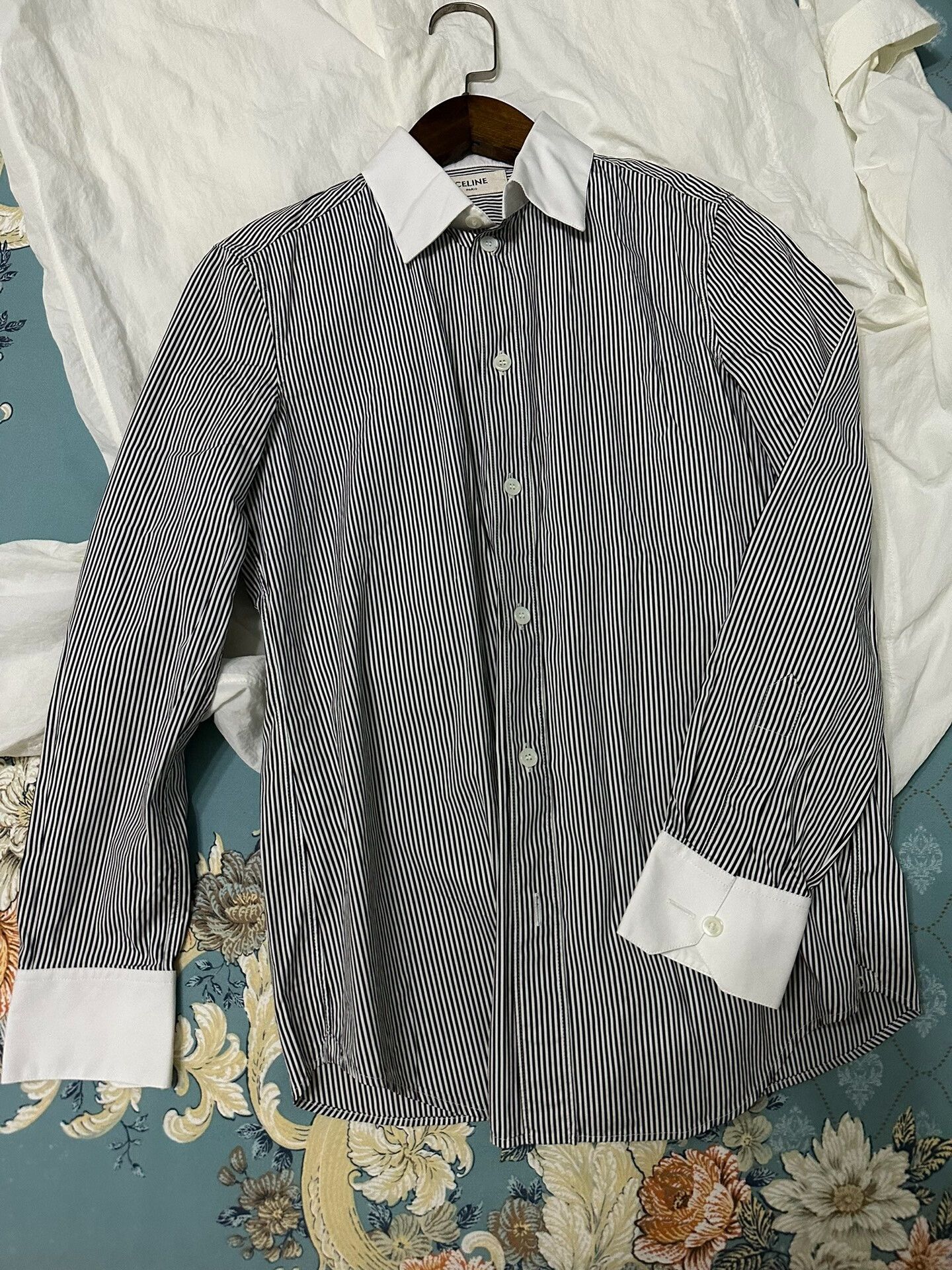 Celine Celine Black and White Striped Shirt Size S / US 4 / IT 40 - 2 Thumbnail