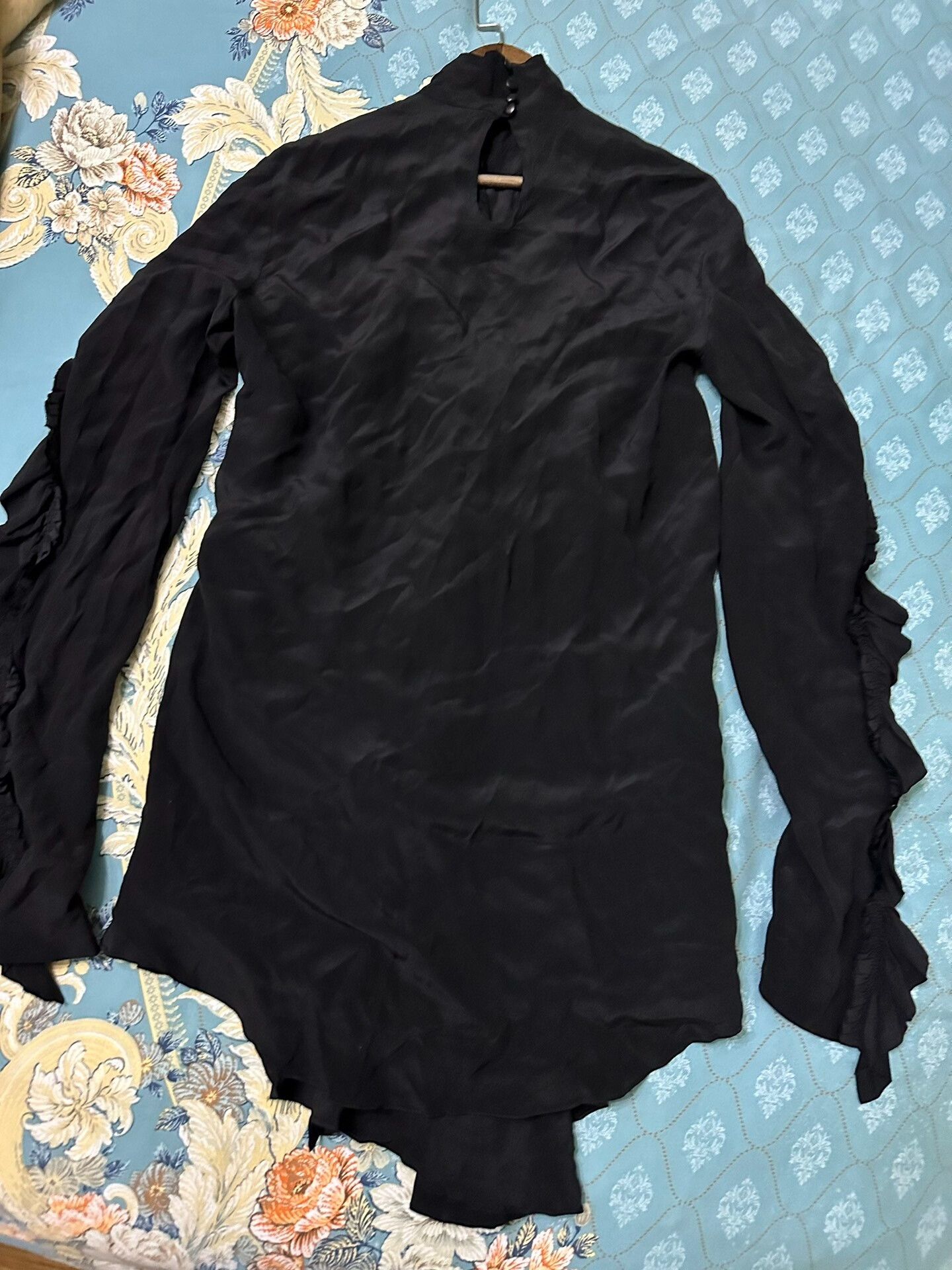 Petar Petrov Black Silk Ruffle Sleeve Top Size M / US 6-8 / IT 42-44 - 3 Thumbnail