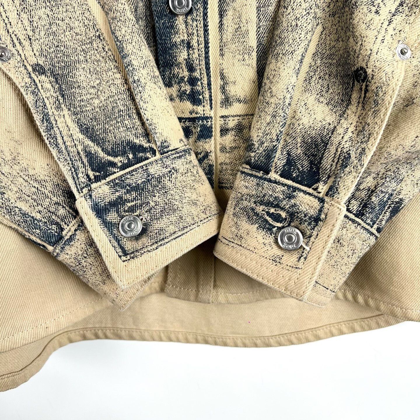 Dior Dior Beige Distressed Gradient Denim Jacket Size US M / EU 48-50 / 2 - 5 Thumbnail