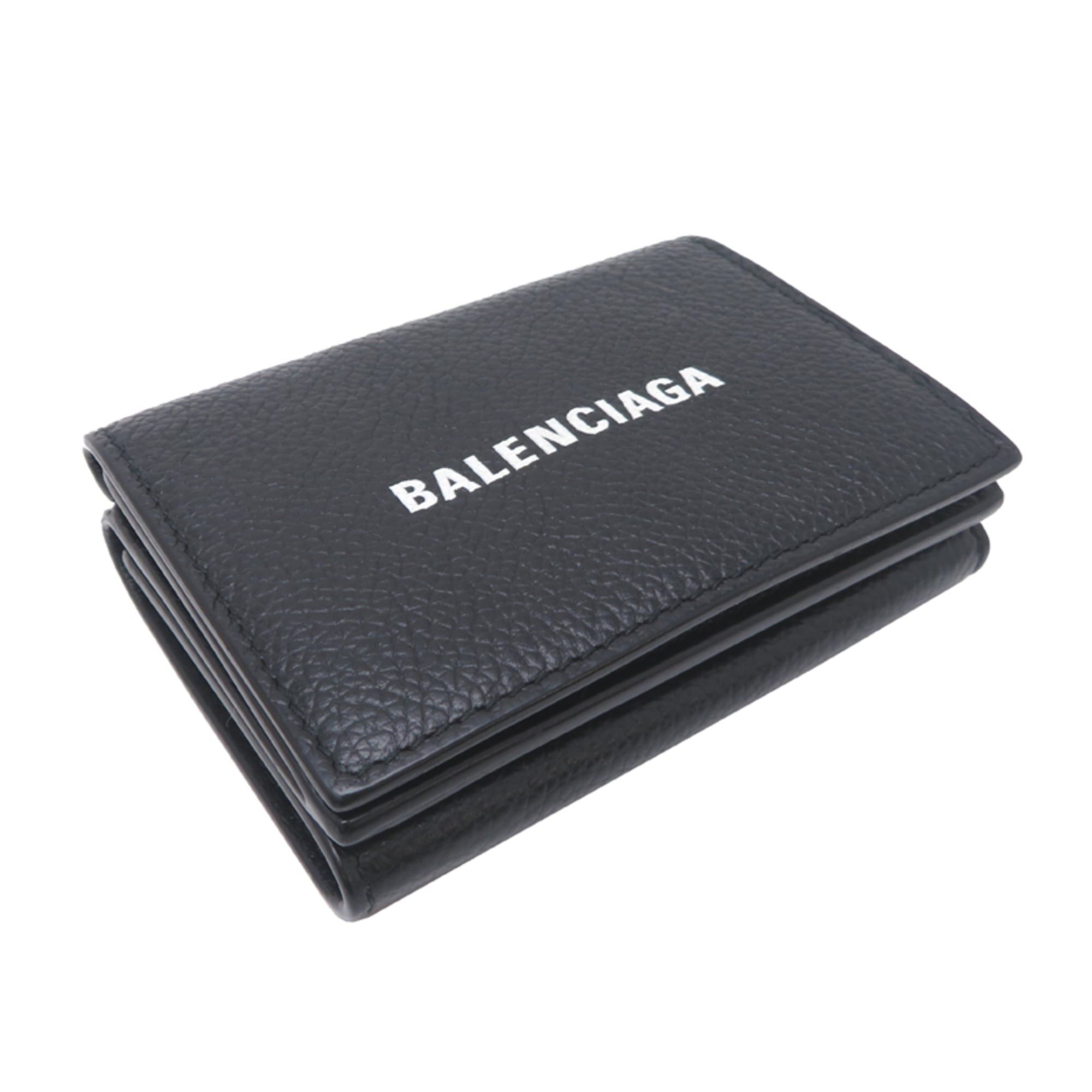 Balenciaga Balenciaga Cash Mini Wallet, Women's and Men's Tri-fold Wallet 594312, Calfskin, Black Size ONE SIZE - 3 Thumbnail