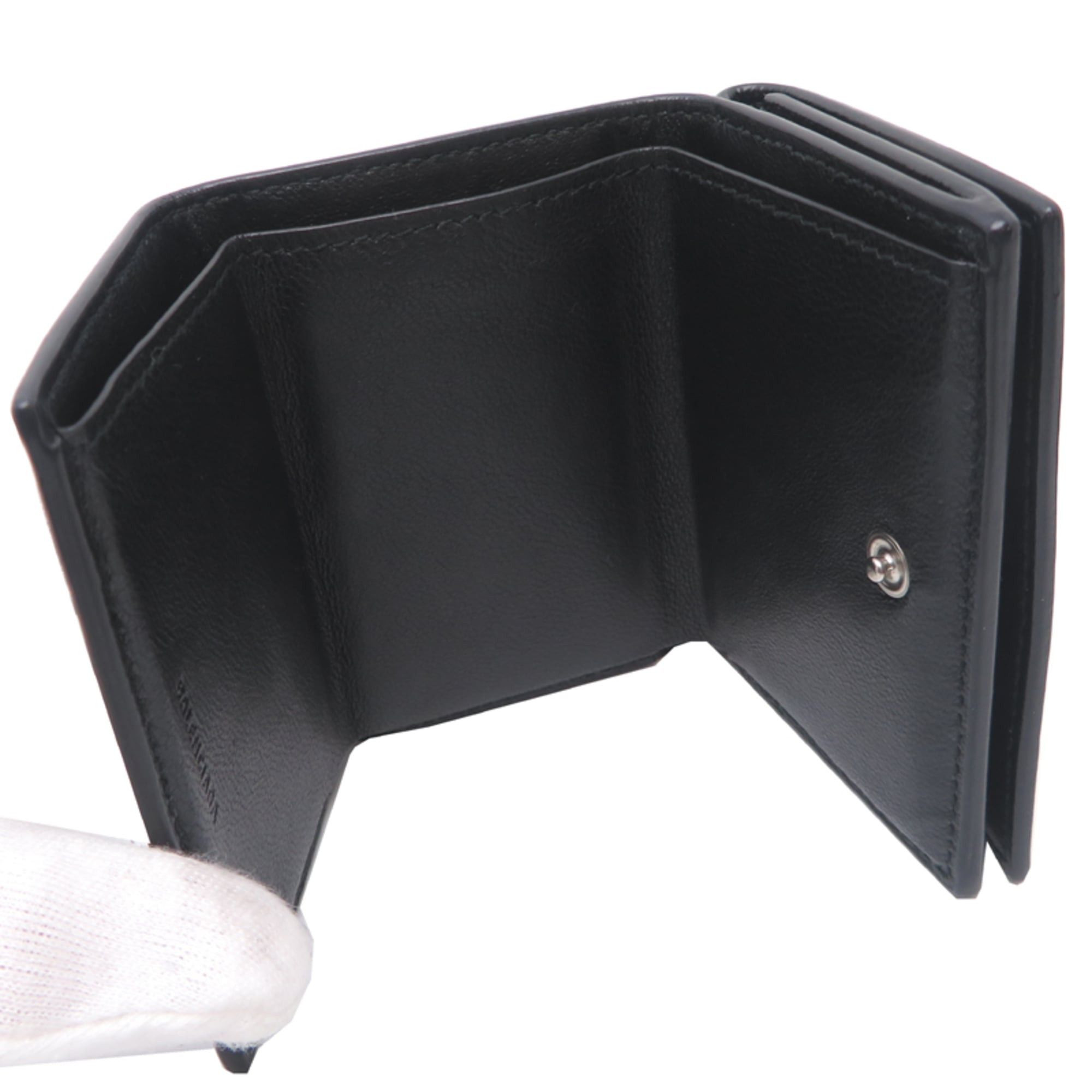 Balenciaga Balenciaga Cash Mini Wallet, Women's and Men's Tri-fold Wallet 594312, Calfskin, Black Size ONE SIZE - 5 Thumbnail