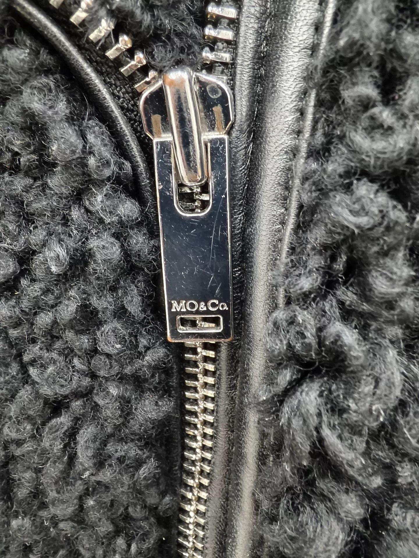 Japanese Brand Black Shearling Moto Jacket from MO&Co. Size M / US 6-8 / IT 42-44 - 5 Thumbnail