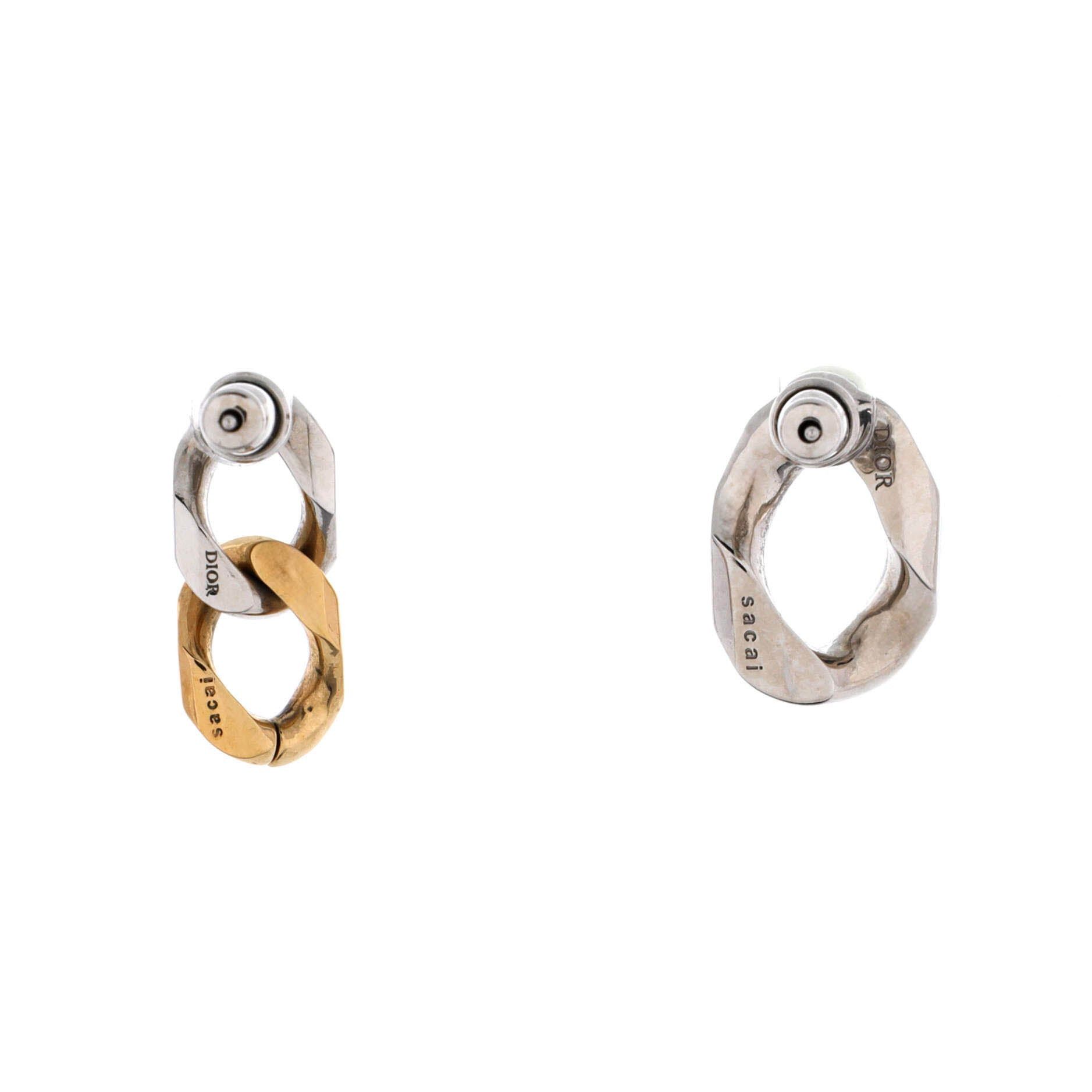 Dior x Sacai Asymmetrical Twisted Link Stud Earrings Size ONE SIZE - 3 Thumbnail