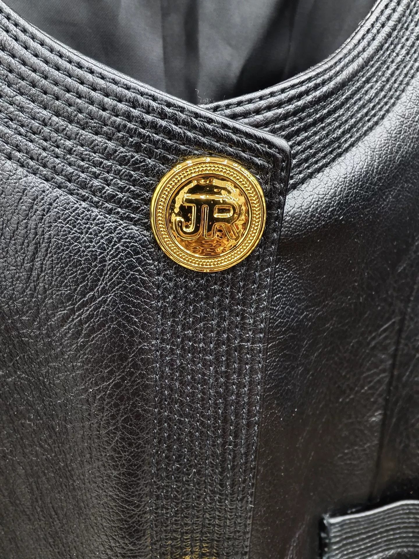 Japanese Brand Black Leather Jacket with Gold Accents Size M / US 6-8 / IT 42-44 - 7 Thumbnail