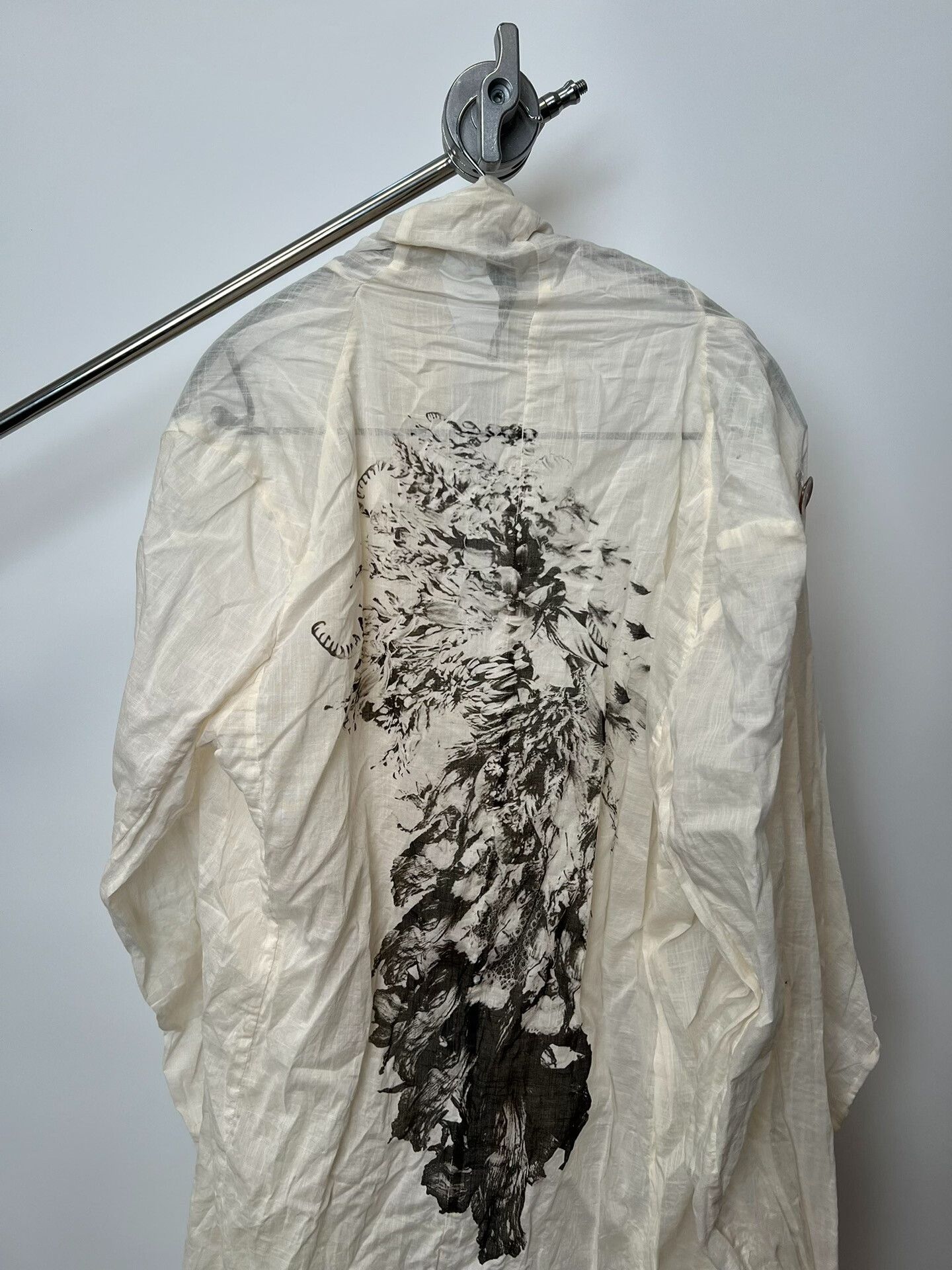 Ethereal Linen Jacket with Artistic Print