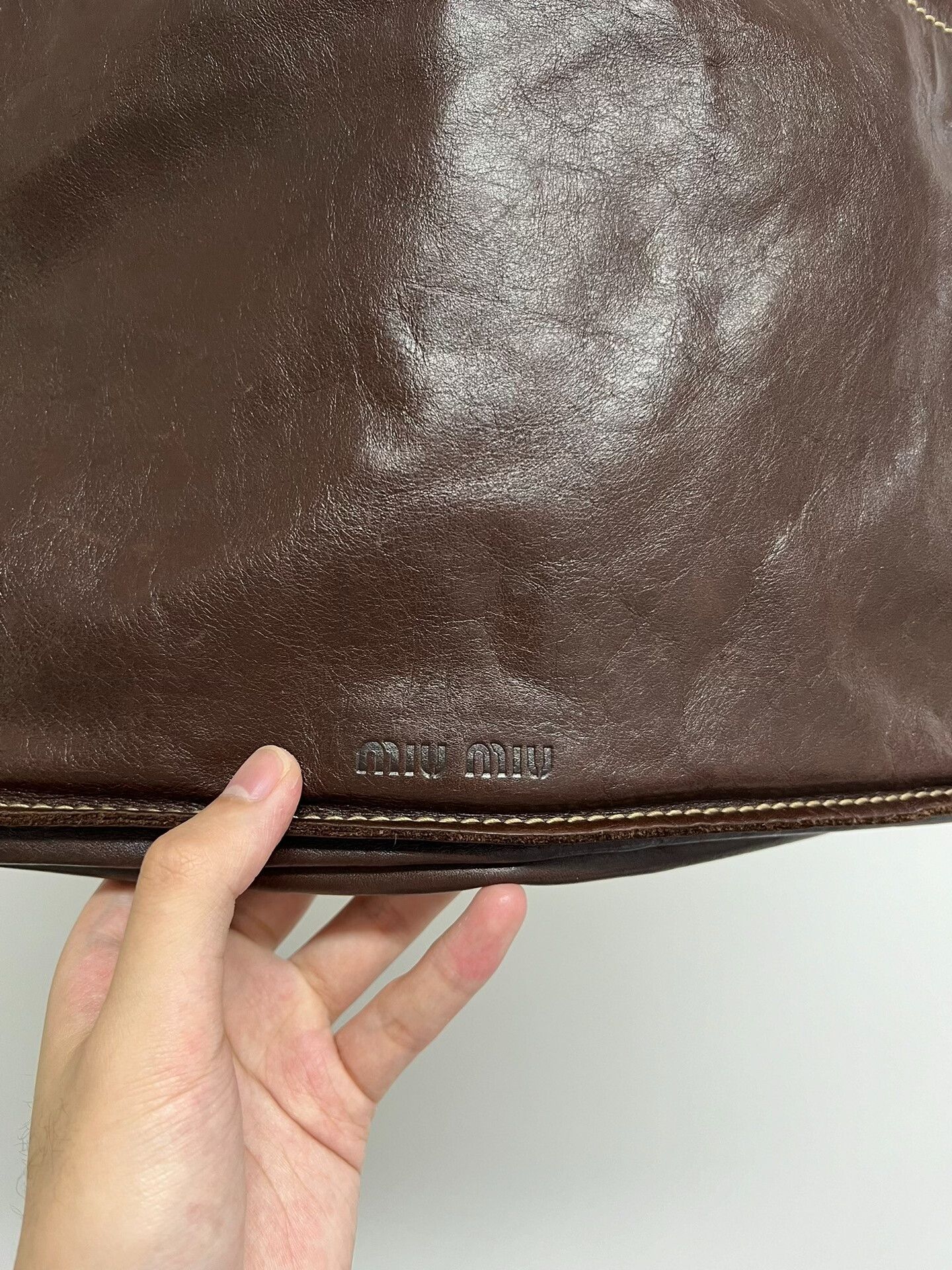 Miu Miu Miu Miu Brown Lambskin Handbag Size ONE SIZE - 3 Thumbnail